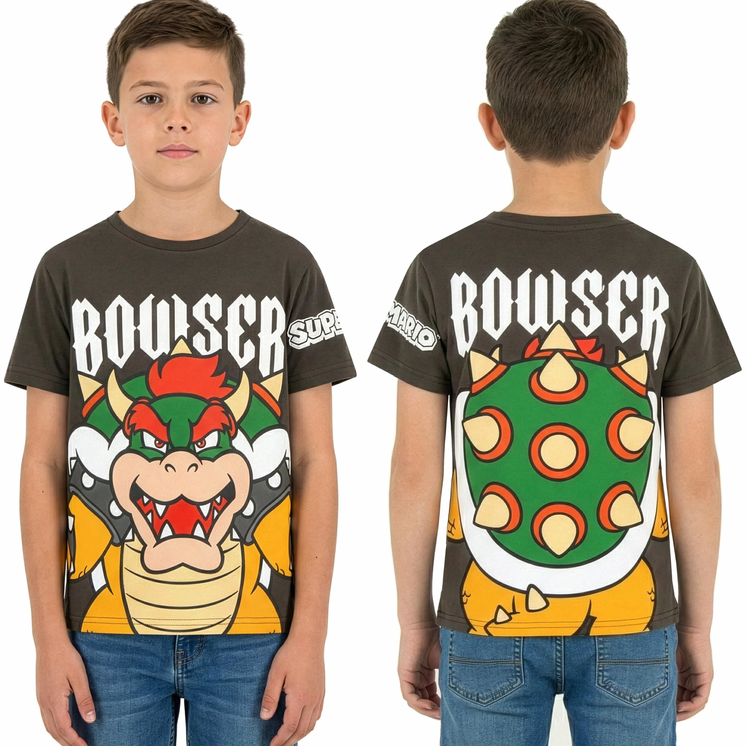 Super Mario Koszulka Bowser Dla Chłopca Bawełniana Krótki Rękaw