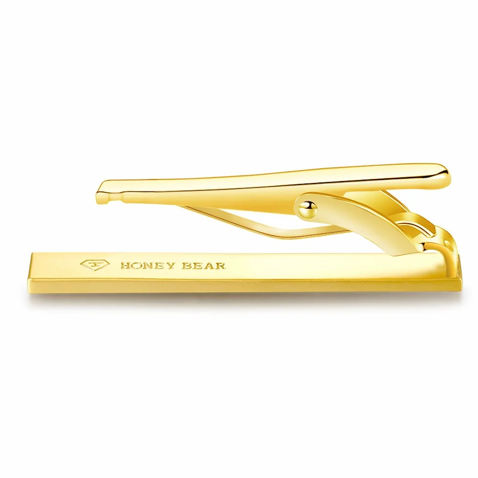 HONEY BEAR 4 cm Męskie/Chłopięce Skinny Tie Clip Bar do Wąskiego Krawata, Biznesowy Prezent Ślubny 4 cm