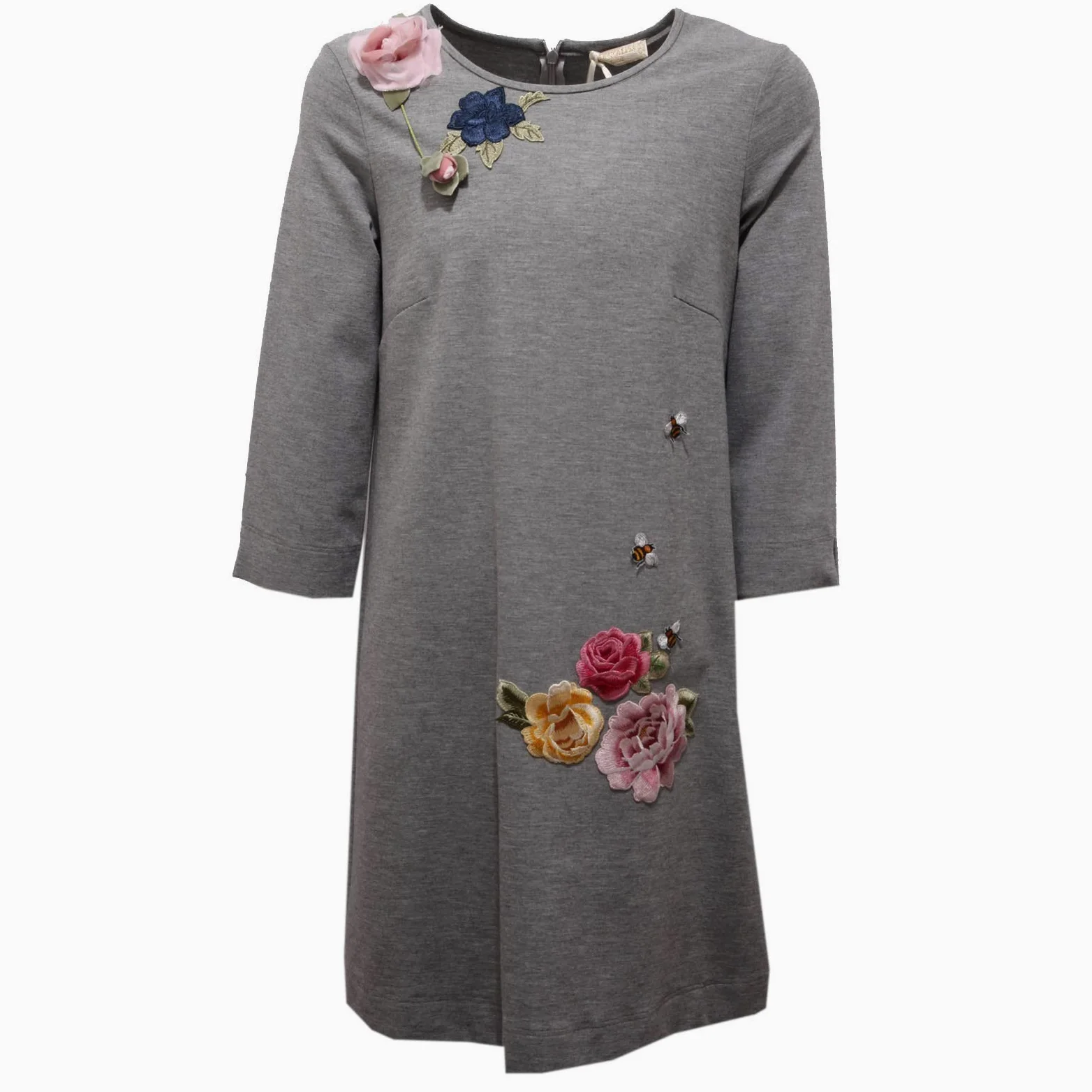 5690AC vestito bimba GIRL MONNALISA CHIC abito 3/4 sleeve grey dress kids