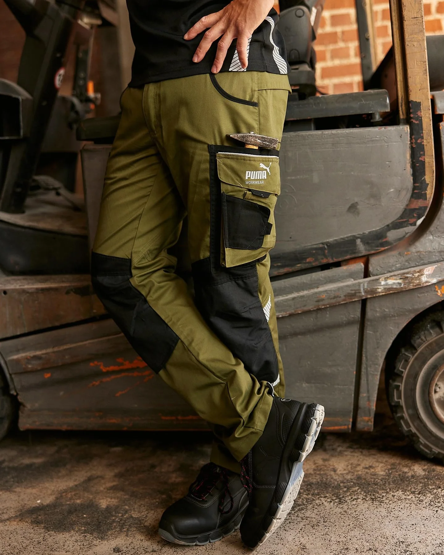 PUMA Workwear Spodnie robocze męskie Precision X z wieloma kieszeniami i wzmocnionymi kolanami