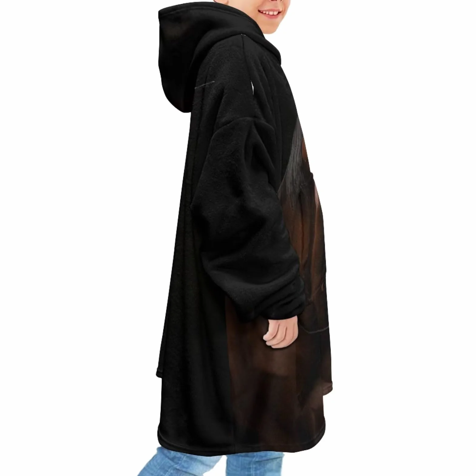 chaqlin Dziecięcy koc z kapturem długi koc do noszenia bluza z kapturem oversize sweter z kapturem dla chłopców dziewcząt z dużą kieszenią