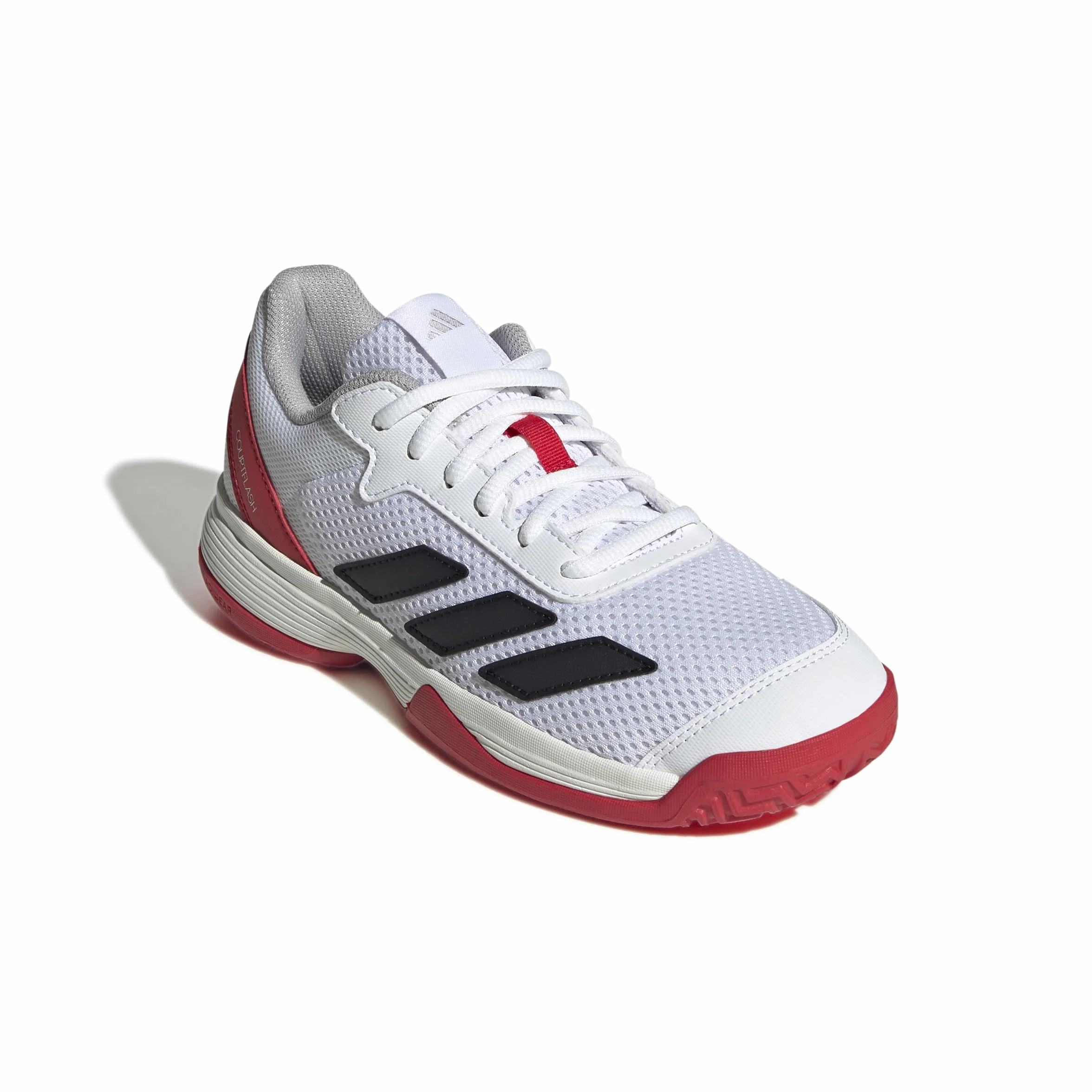 adidas Uniseks - dzieci Courtflash Kids Tennis Shoes, Cloud White/Core Black/Lucid Red, 38 EU
