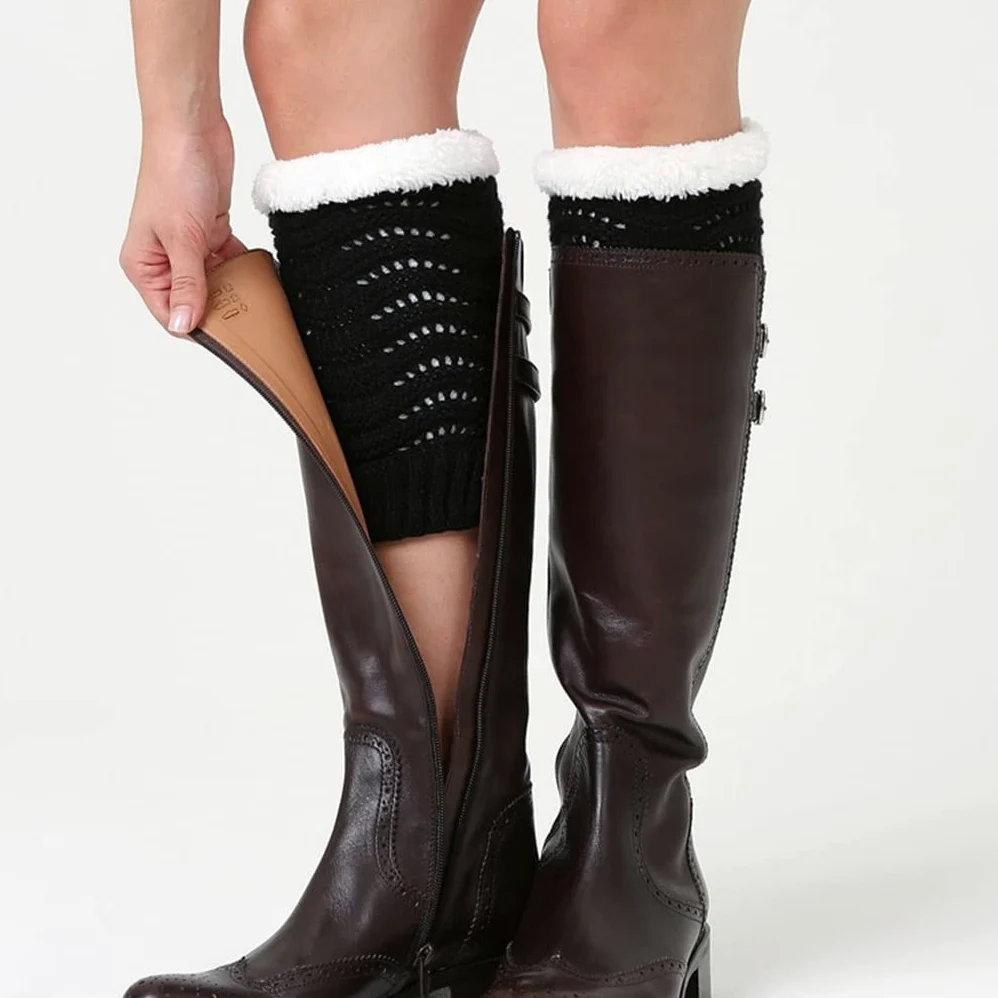 3 pary damskie damskie zimowe szydełkowe mankiety na buty dzianinowe wykaszarki skarpety do butów getry (kolor: b, rozmiar: 22 cm) (f 22 cm)
