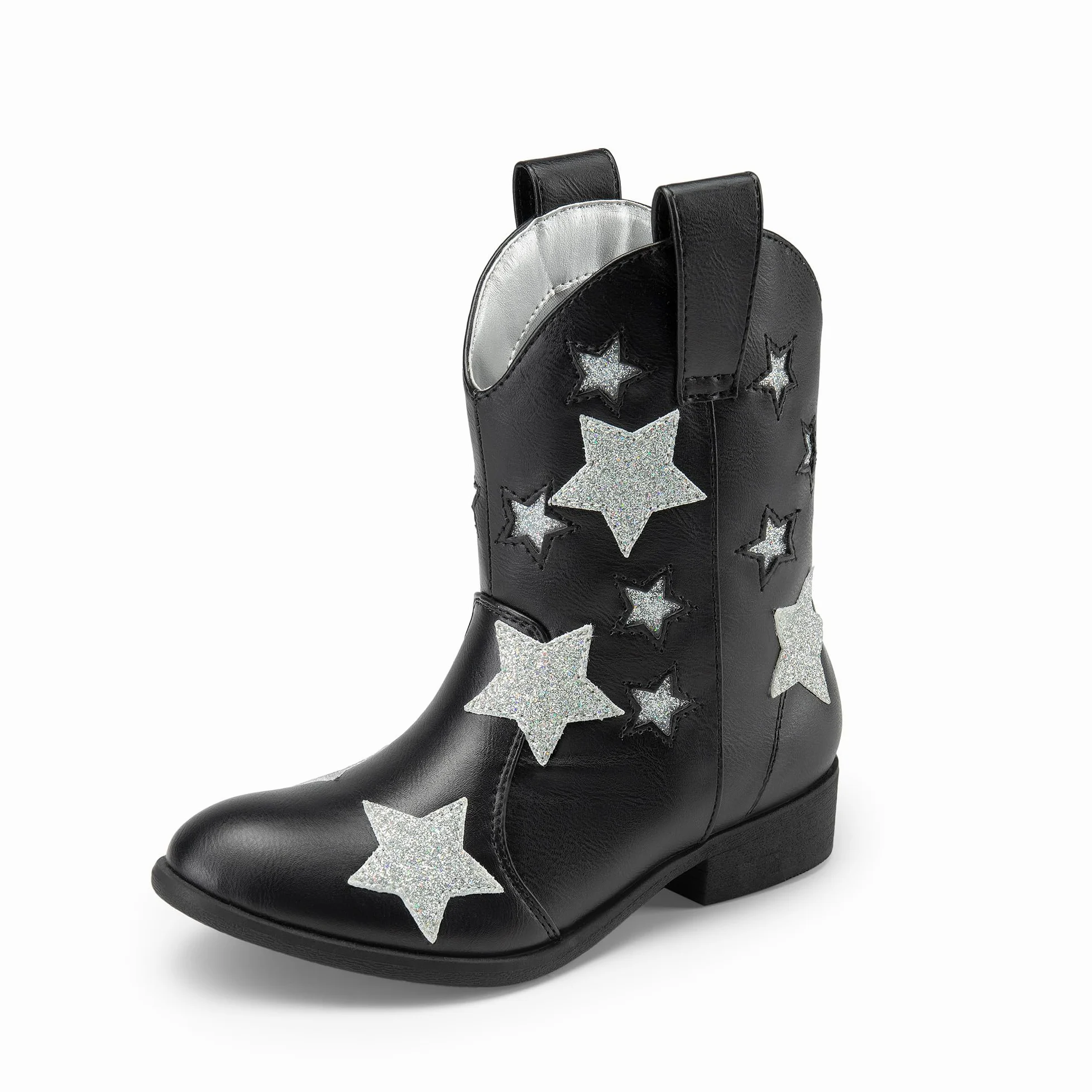 DREAM PAIRS Dziewczęce buty kowbojskie do połowy łydki brokatowe westernowe