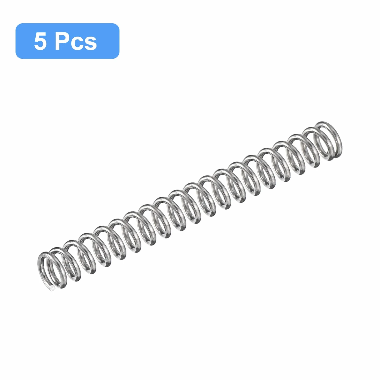QUARKZMAN 5 szt. sprężyna dociskowa 304 stal szlachetna 5 mm AD 0,8 mm drut rozmiar 50 mm długość długość srebrny odcień