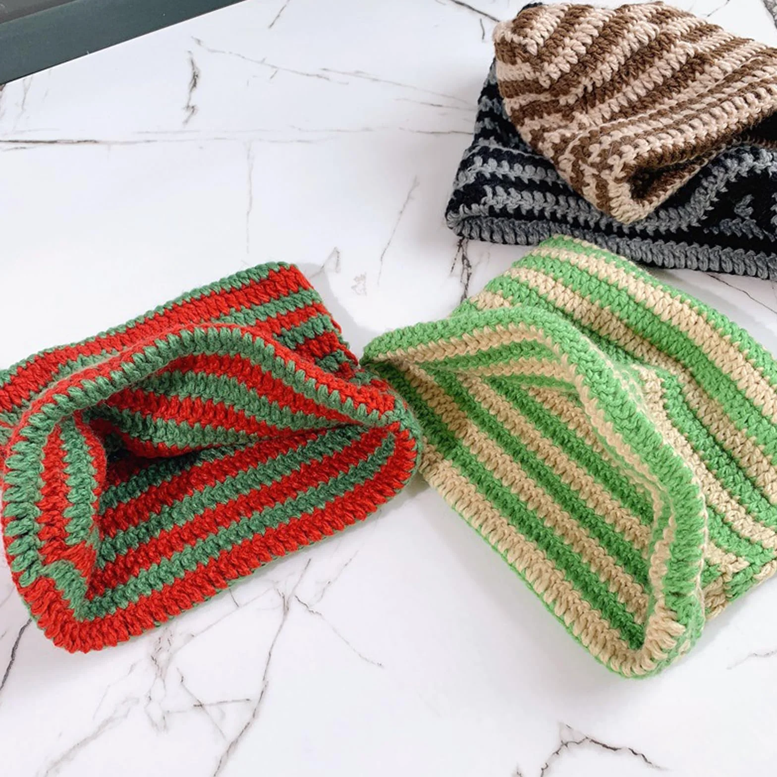 JAWAI Czapka z uszami kota Y2k Cat Beanie dzianina beżowy curry 56-58 cm