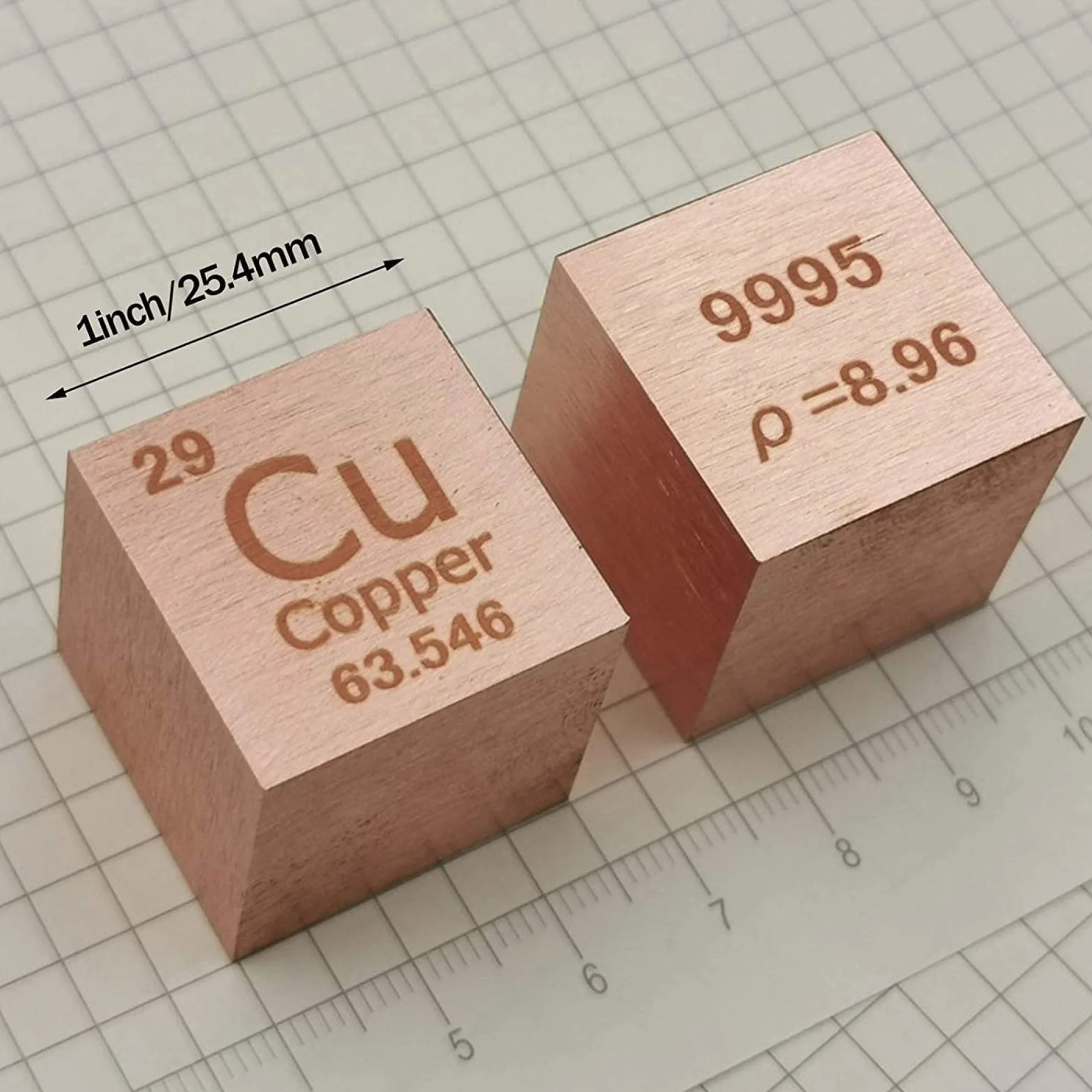 Titanium Cube Metal, Kostka pierwiastków Miedź 145,9 g 99,95% Układ okresowy Czysty metalowy sześcian Elementy Kolekcje Eksperyment laboratoryjny Materiały Hobby Z pudełkiem ochronnym
