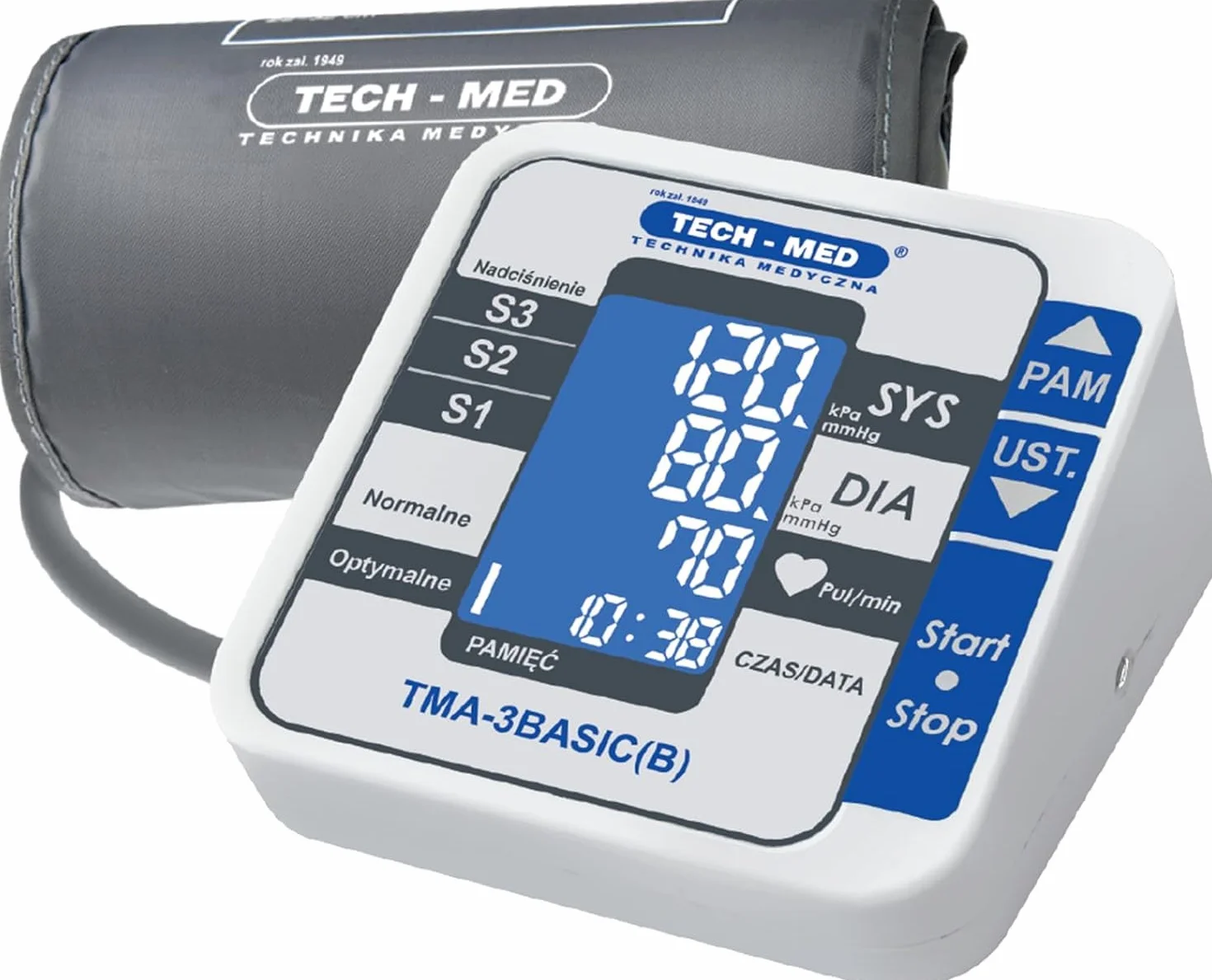 TECH-MED Ciśnieniomierz cyfrowy TMA-3BASIC(B) + zasilacz