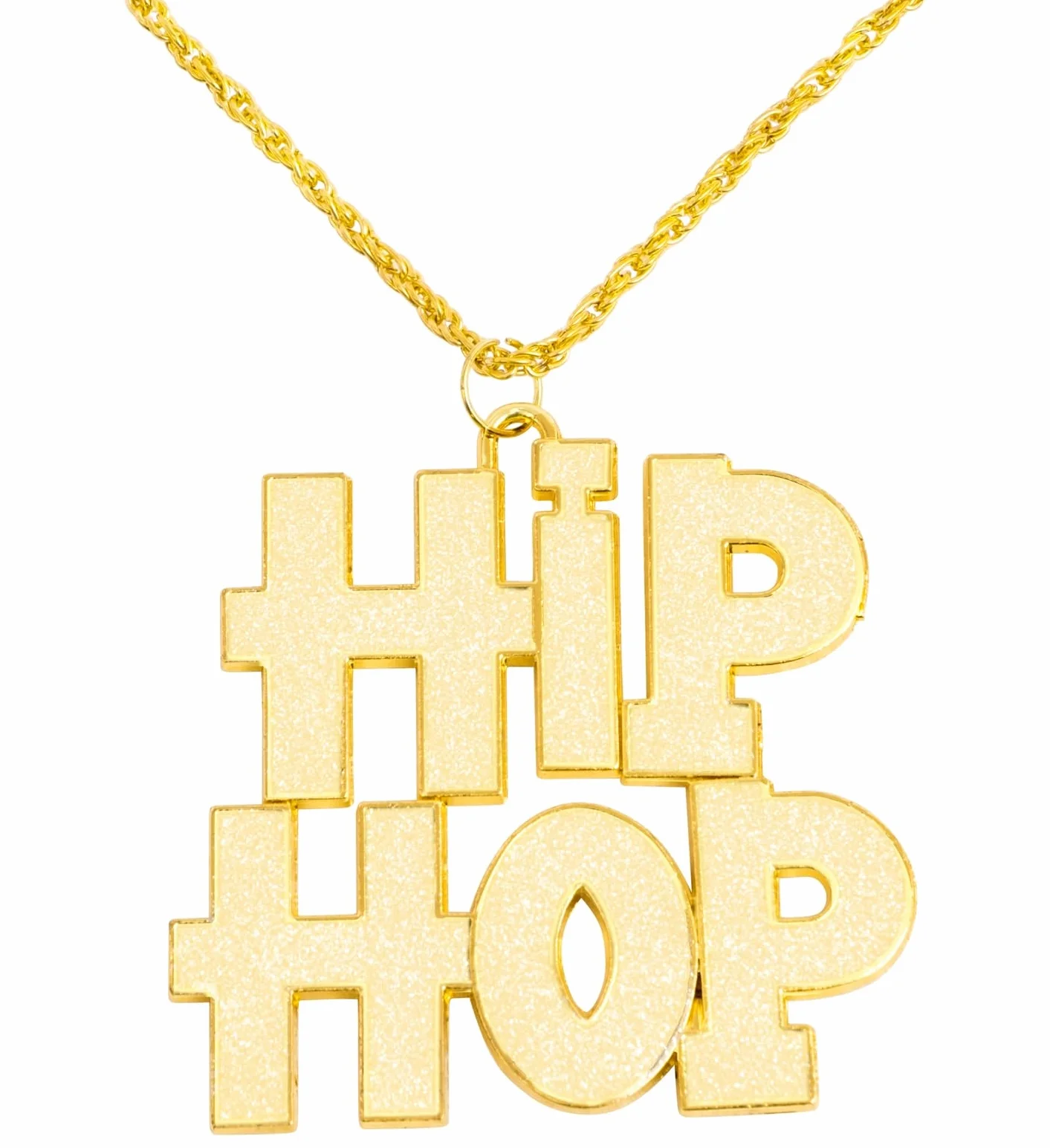 Widmann 75714 - Hip Hop naszyjnik, złoty, akcesoria kostiumowe, akcesoria, karnawał, impreza tematyczna