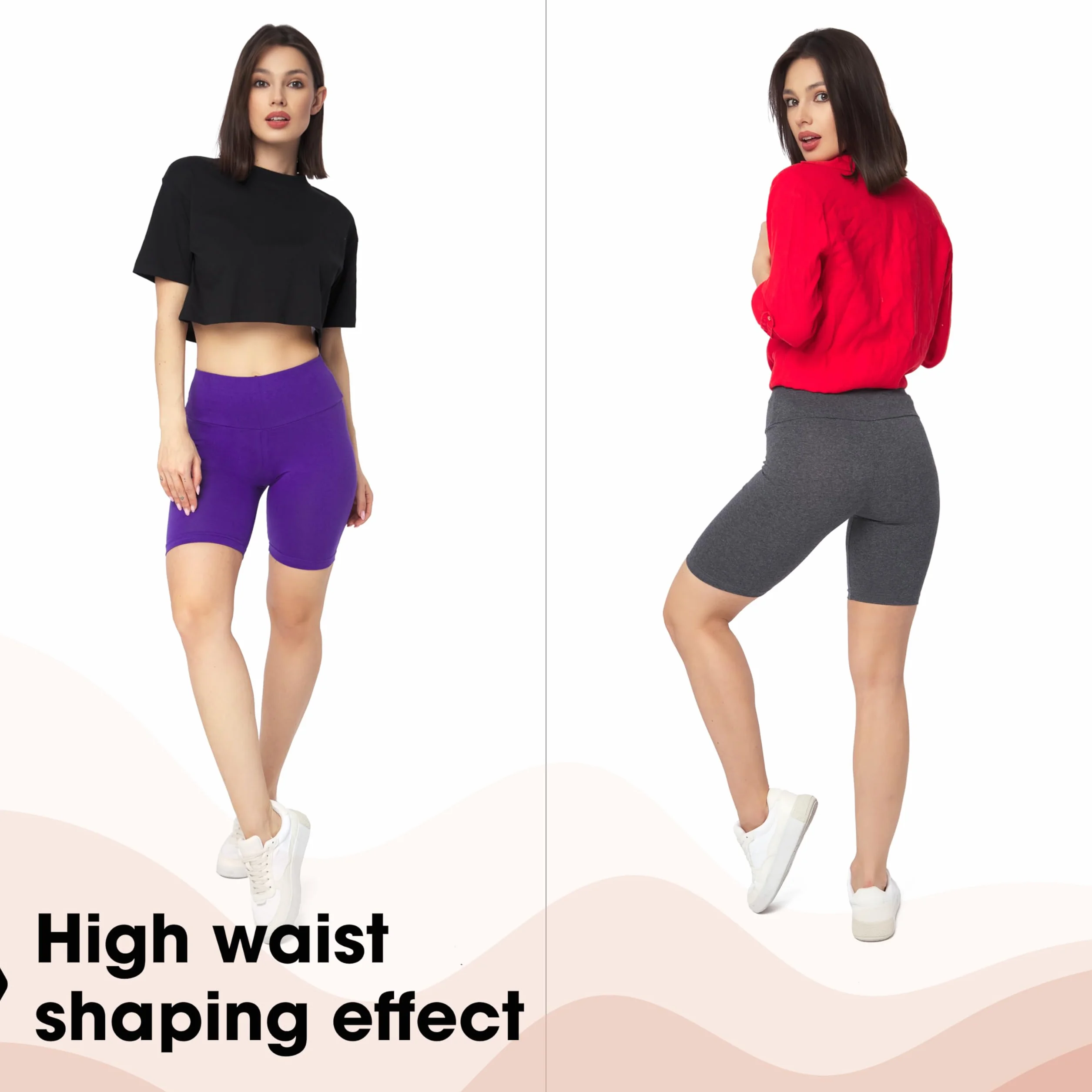 SOFTSAIL Legginsy dla kobiet spodenki motocyklowe bawełniane wysoka talia kontrola brzucha wyszczuplające oddychające elastyczne damskie rozciągliwe siłownia trening joga spodnie