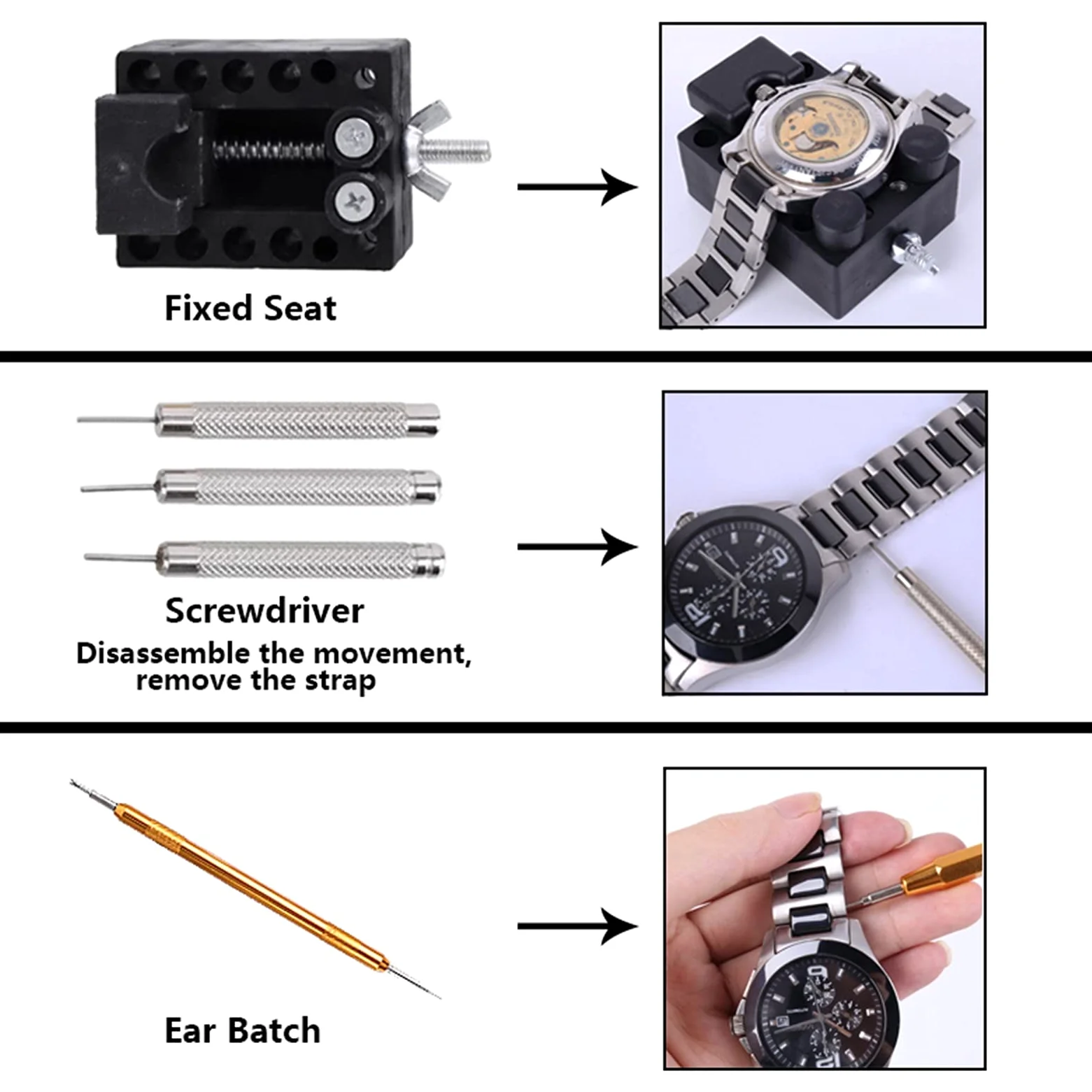 Zestaw narzędzi do naprawy Narzędzia Watch Multi Funkcja Zestaw narzędzi ręcznych Zestaw narzędzi Remover Shell Otwieracz i Watch Battery Wymiana paska Igła Do majsterkowania i naprawy kabli(16pcs)