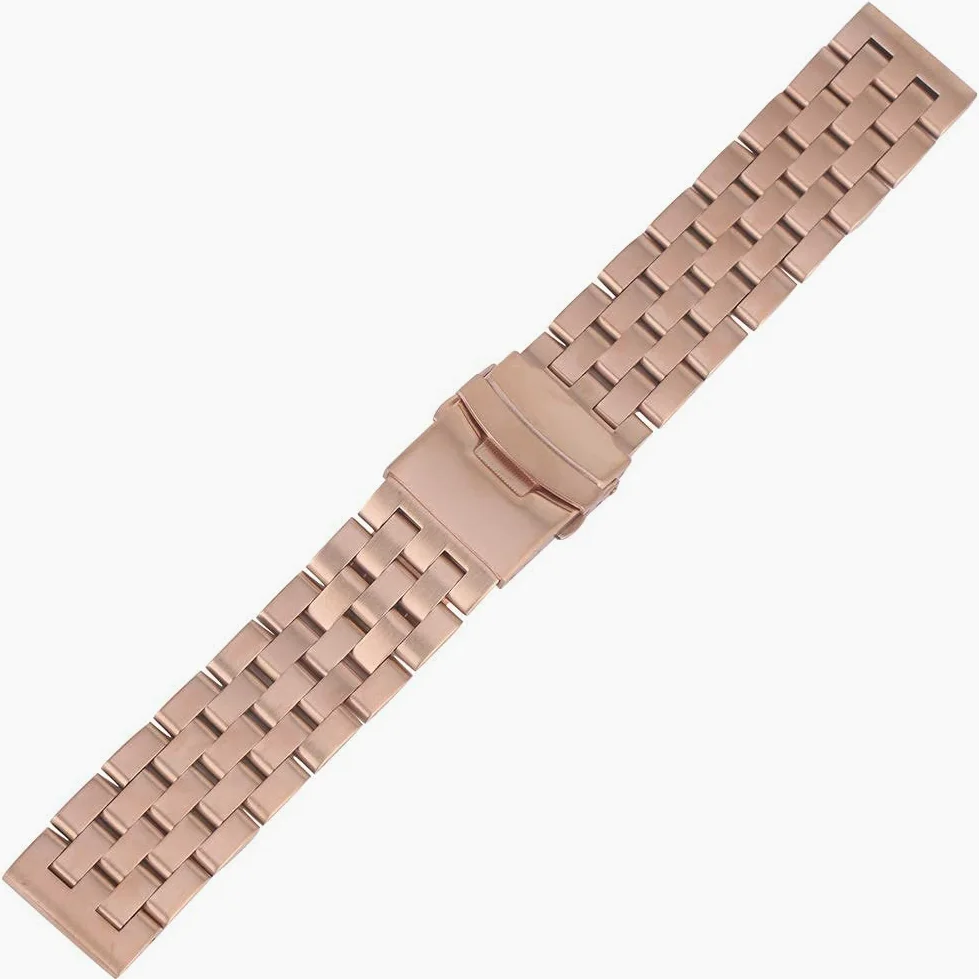 Pasek do zegarka, w całości ze stali nierdzewnej 20 mm 22 mm Bransoletka z srebrną bransoletą do zegarków Bransoletka składana, wymiana bransoletki (kolor paska: bransoletka Rose Goud, szerokość pasma