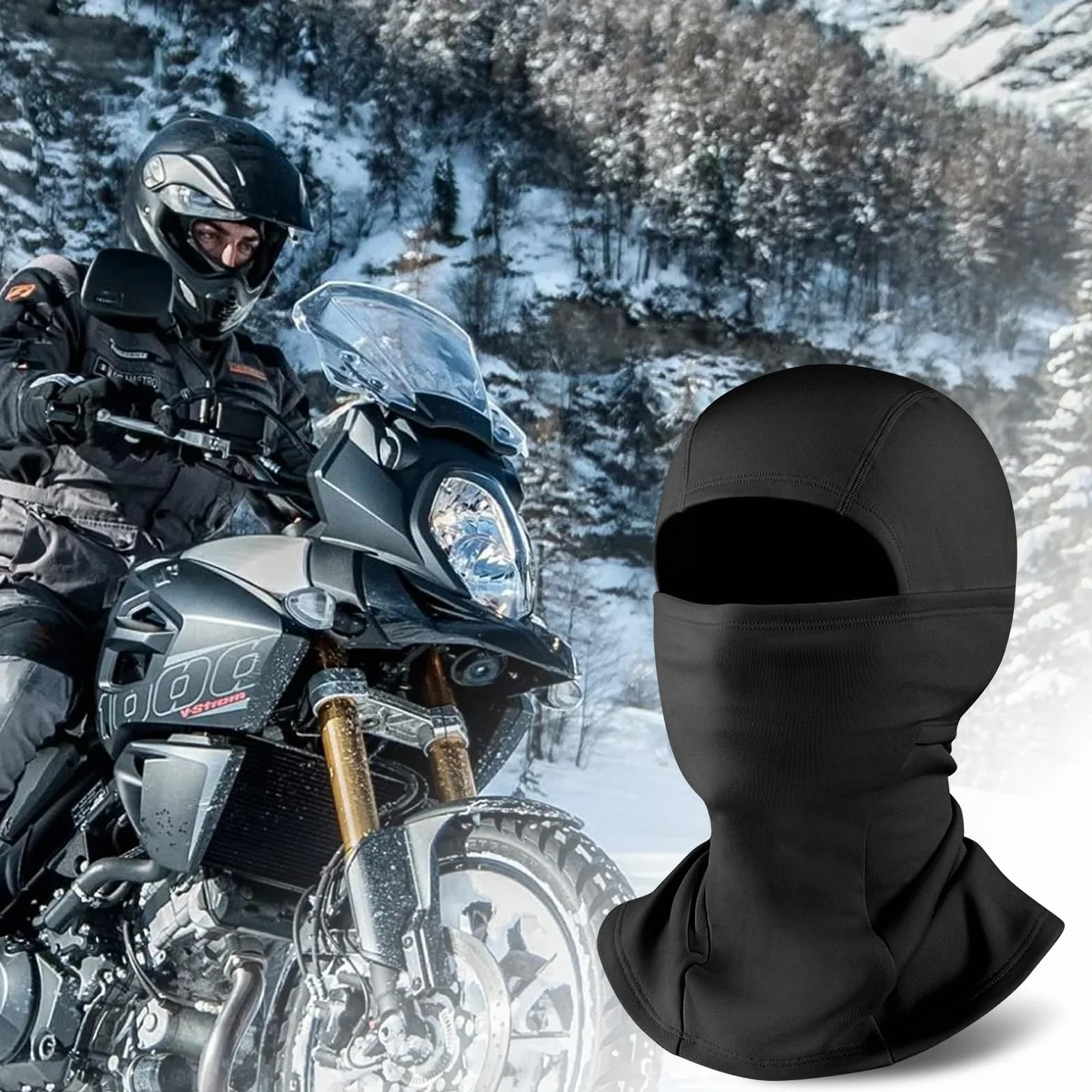 Kominiarka narciarska, maska narciarska, dla dzieci, chłopców, dziewczynek, na zimę, jesień, wiatroszczelna kominiarka motocyklowa na narty, snowboard, rower, czarna, czarny, 3XS-S