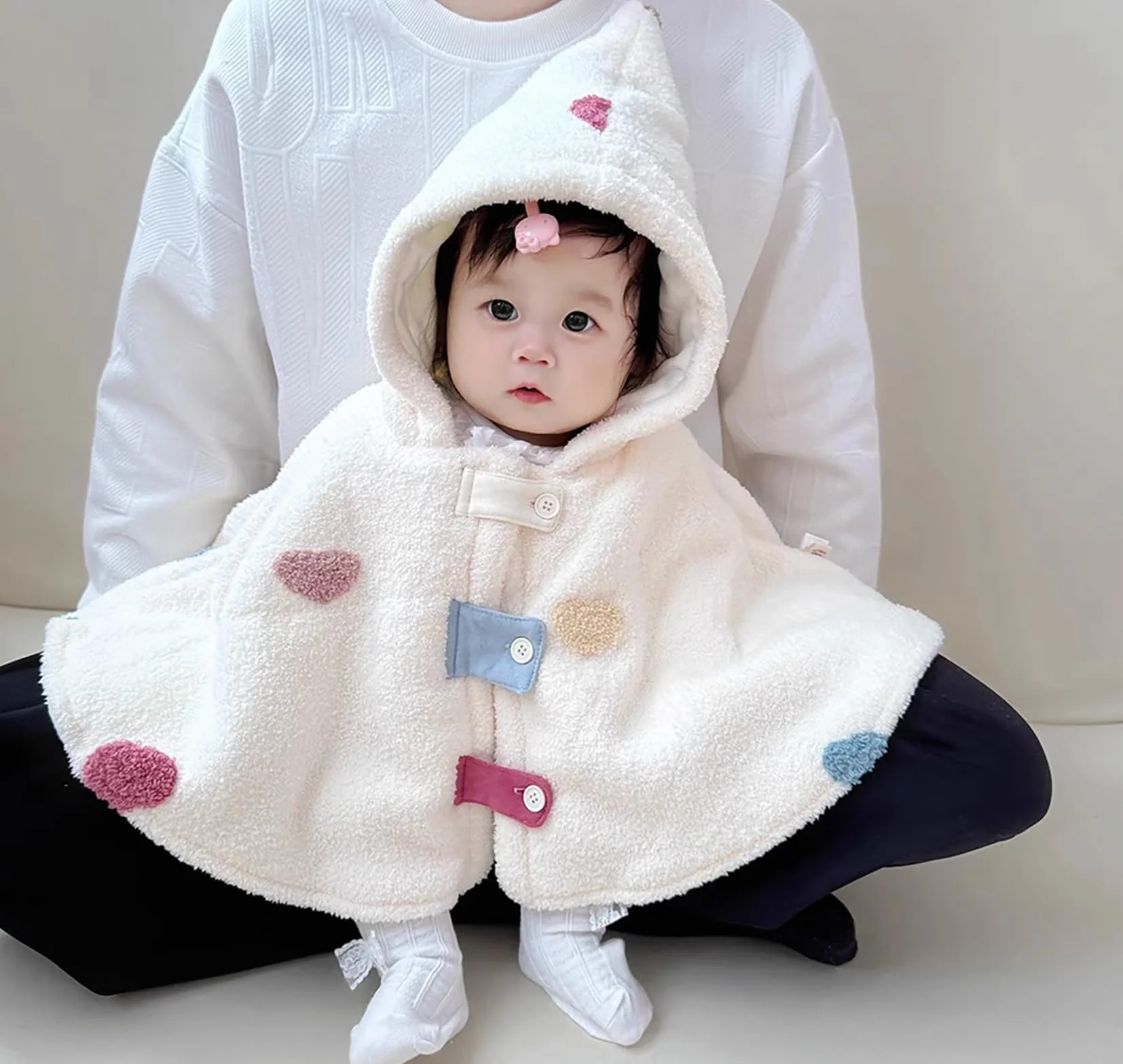 Baby Boys Girls Hooded Cape Wool Soft Ponczo Windproof Winter Autumn Outdoor Clothes Warm Scarf for Kids 0-3 Years
