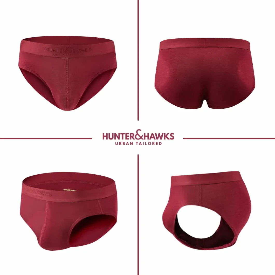 HUNTER&HAWKS Men's 4 pack Bamboo Briefs, S-6XL, Soft, Antibacterial and Breathable Underwear, Cool Dry Mens Briefs, Perfect Fitting
