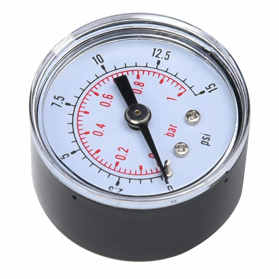 Mechanisches Manometer, 1/8 Zoll BSPT Axialmanometer für Luft, Öl und Wasser(0-15psi,0-1bar)
