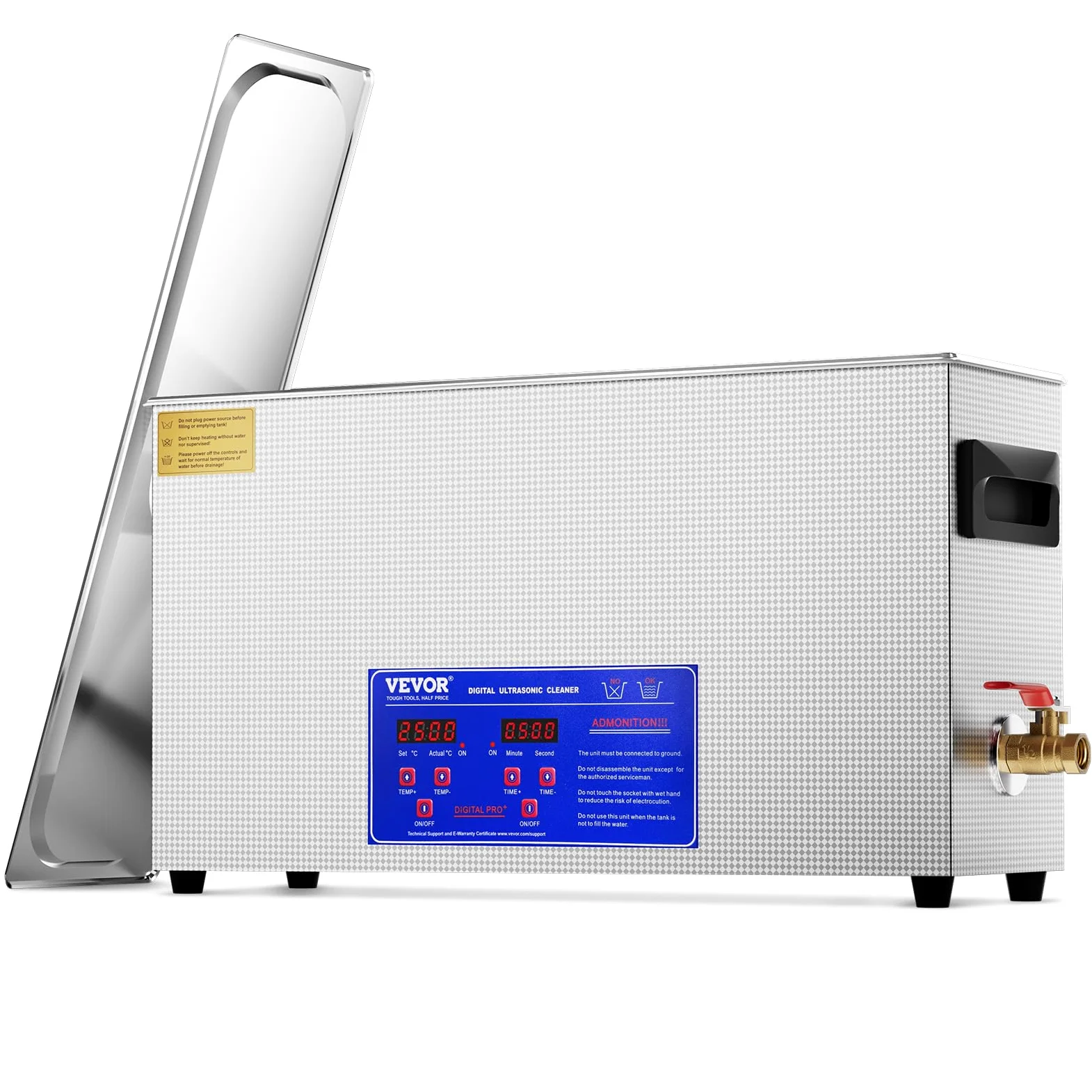 VEVOR Ultradźwiękowy środek czyszczący 10 l ultradźwiękowe urządzenie czyszczące ultradźwiękowa 300 W z podgrzewaczem czasowym, cyfrowa myjka 40 kHz z koszem na części biżuterii