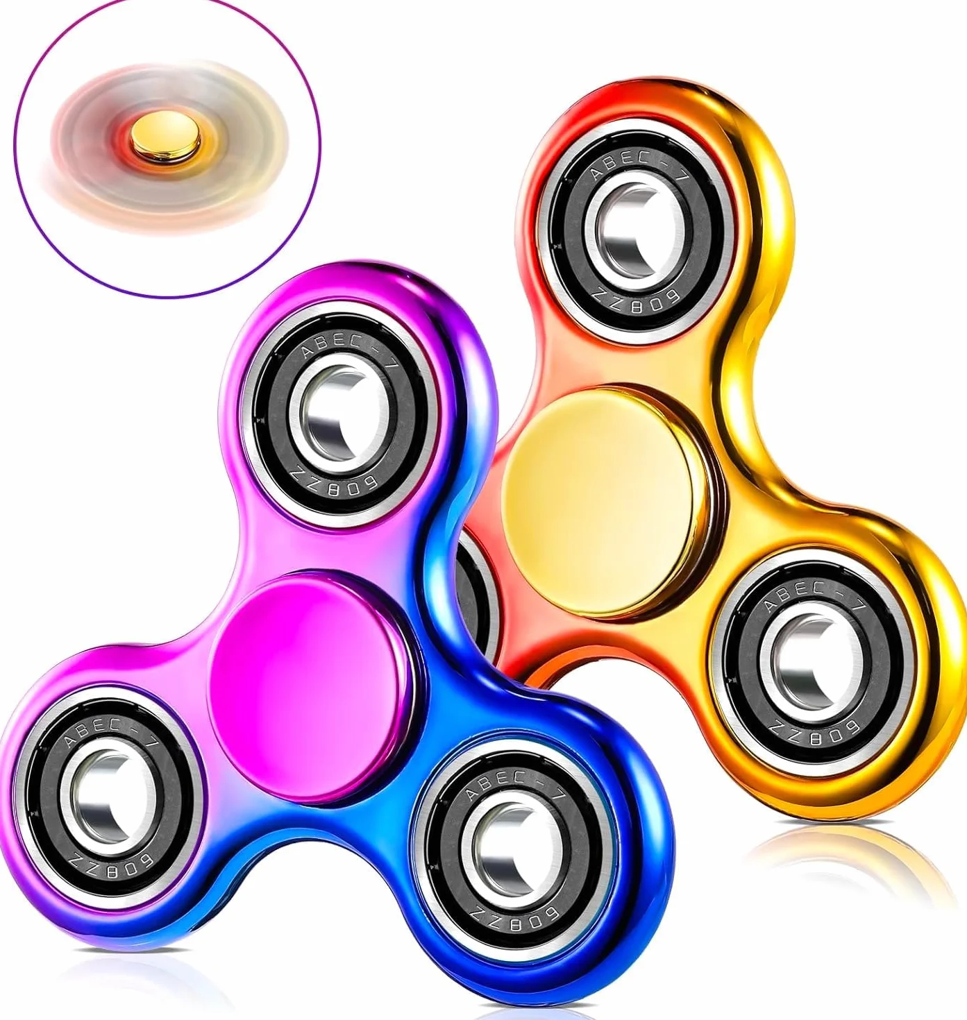 SCIONE 2 Szt. Fidget Spinner Tęczowy, Sensoryczne Zabawki Antystresowe, Wypełniacz do Torby z Prezentami na Urodziny, Idealny dla Dzieci i Dorosłych