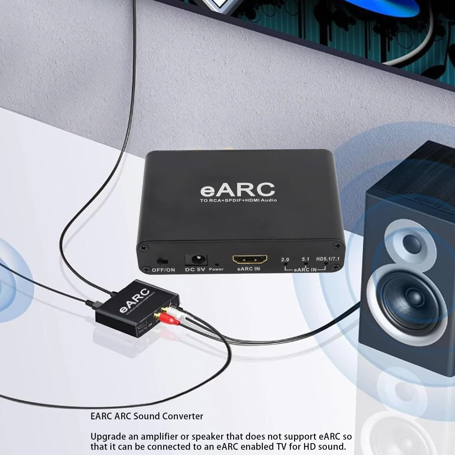 Earc Audio Extractor, 192 KHz Earc Audio Converter do HDMI Optical/SPDIF L/R 3,5 Mm Aux Sound Extractor, HDMI EARC/ARC do Optycznego Adaptera Audio dla Wzmacniacza Głośników HDTV