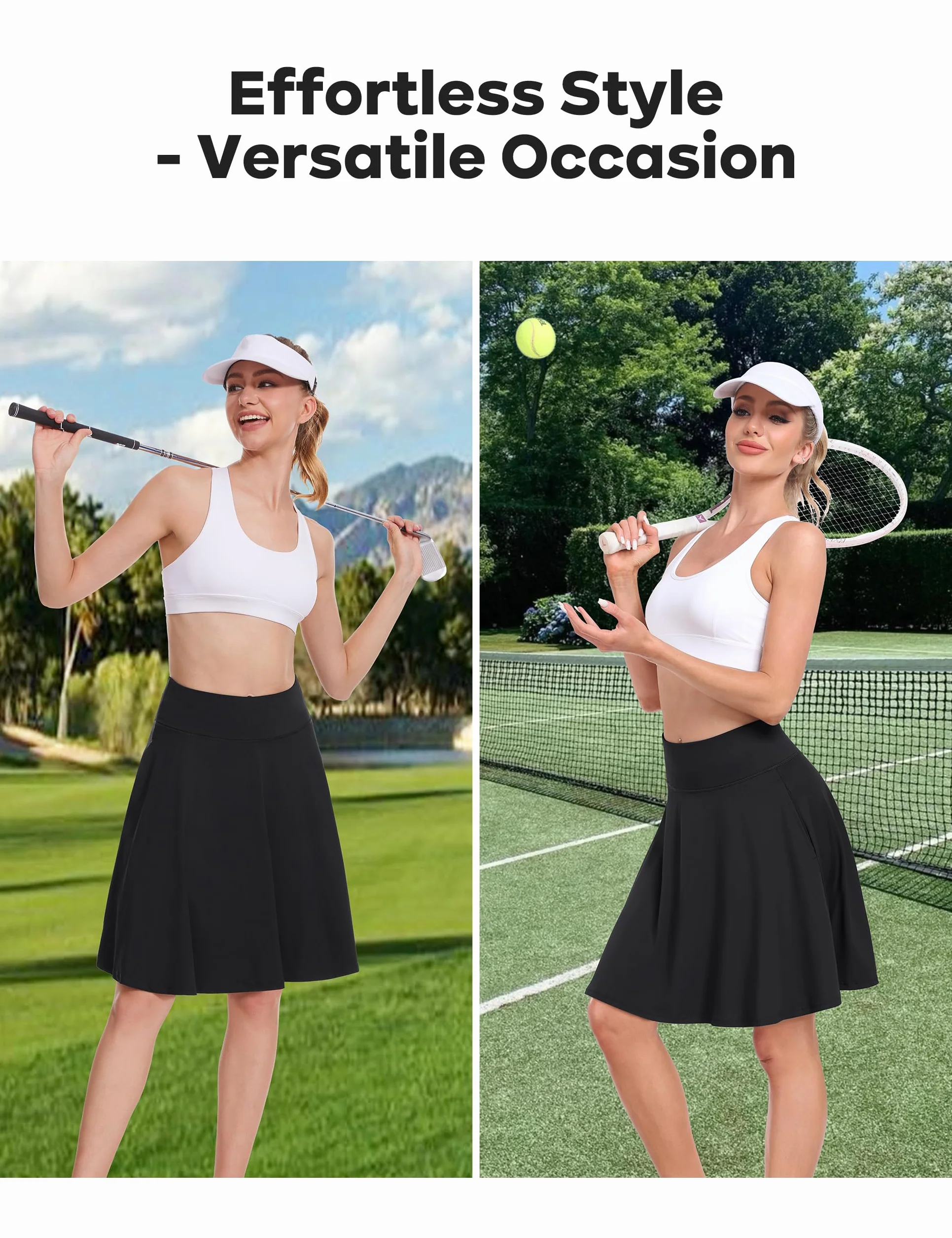 Desol Damskie spódnice golfowe do tenisa o długości 50 cm z szortami i kieszeniami z wysokim stanem sportowe spodenki treningowe na co dzień