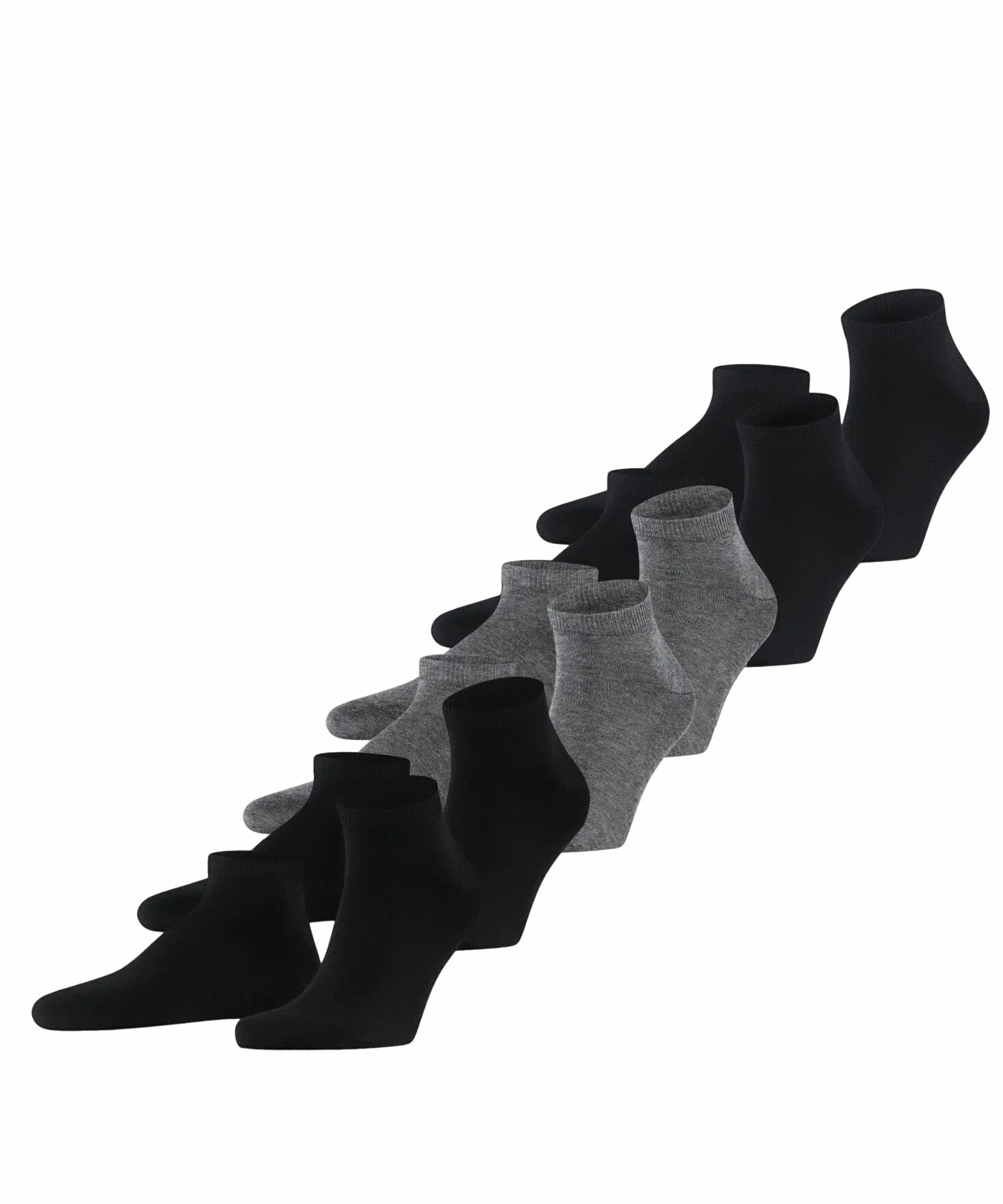 FALKE Mężczyźni Skarpety do trampek Happy Multipack M Sn Bawełna krótkie jednokolorowe 6 Pak, Wielokolorowy Black Grey 0010, 39-42