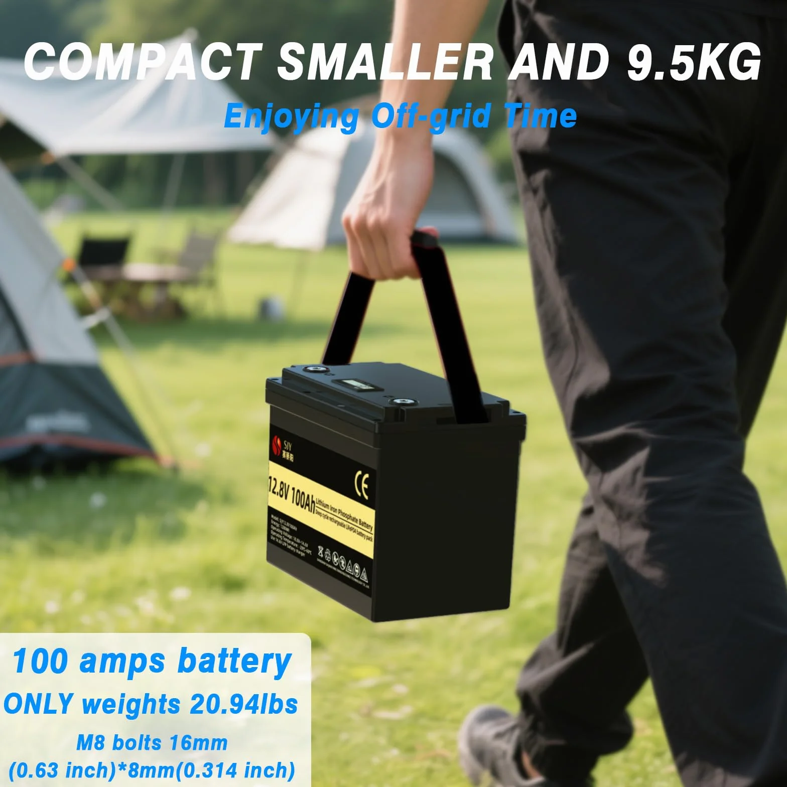 Bateria litowa LiFePO4, 12 V, 100 AH, z ładowarką, wbudowany aktywny korektor, BMS z Bluetooth, wyświetlacz, ponad 5000 cykli życia i ponad 10 lat żywotności, do kamperów