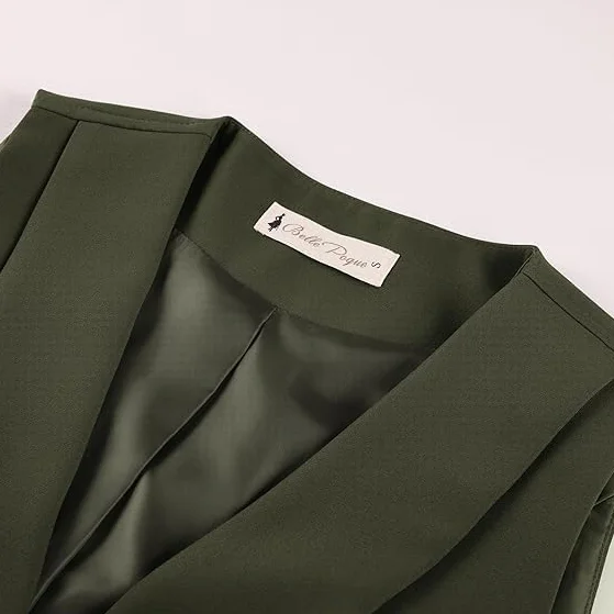 Belle Poque Kamizelka damska vintage bez rękawów z klapą kołnierz jednorzędowy elegancka