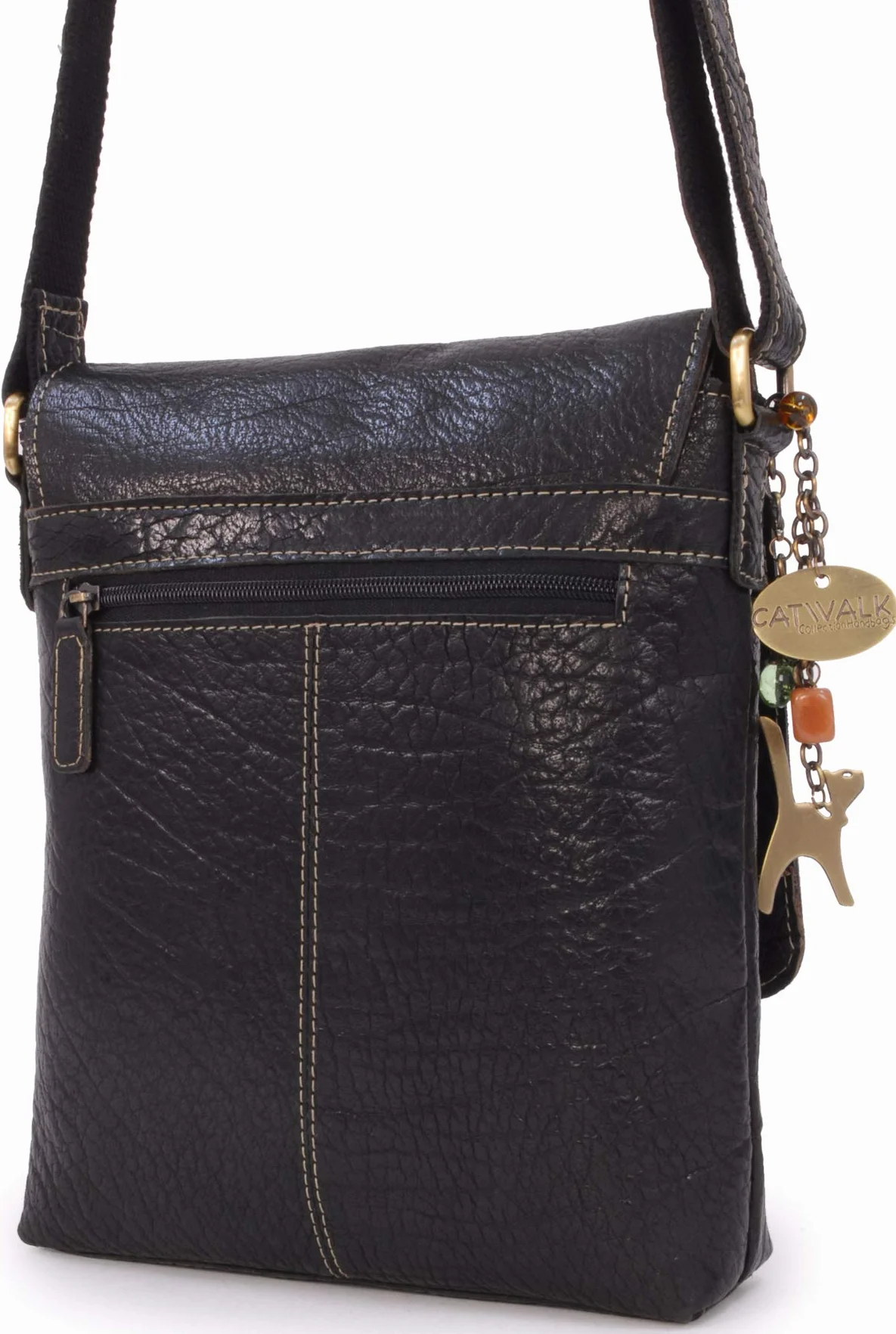 Catwalk Collection Handbags - Damska Skórzana Antykradzieżowa Torebka Crossbody - Średnia Torba Listonoszka - Regulowany Pasek - Anja