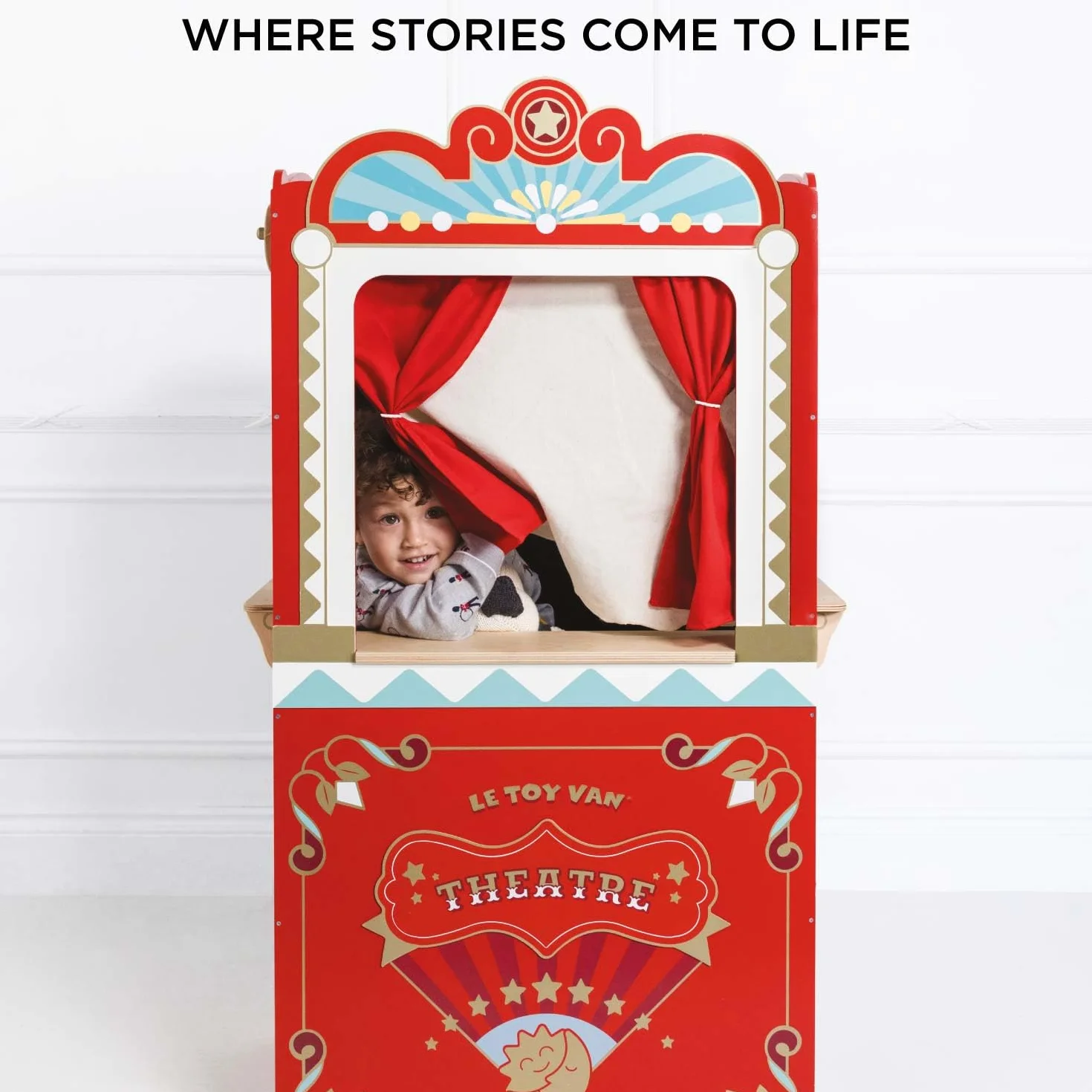 Le Toy Van - Wooden Educational Puppet Theatre, Kids Role Play Toy - Suitable For 3 Years +, Multicolor, 69.85 x 40.89 x 121.92 cm