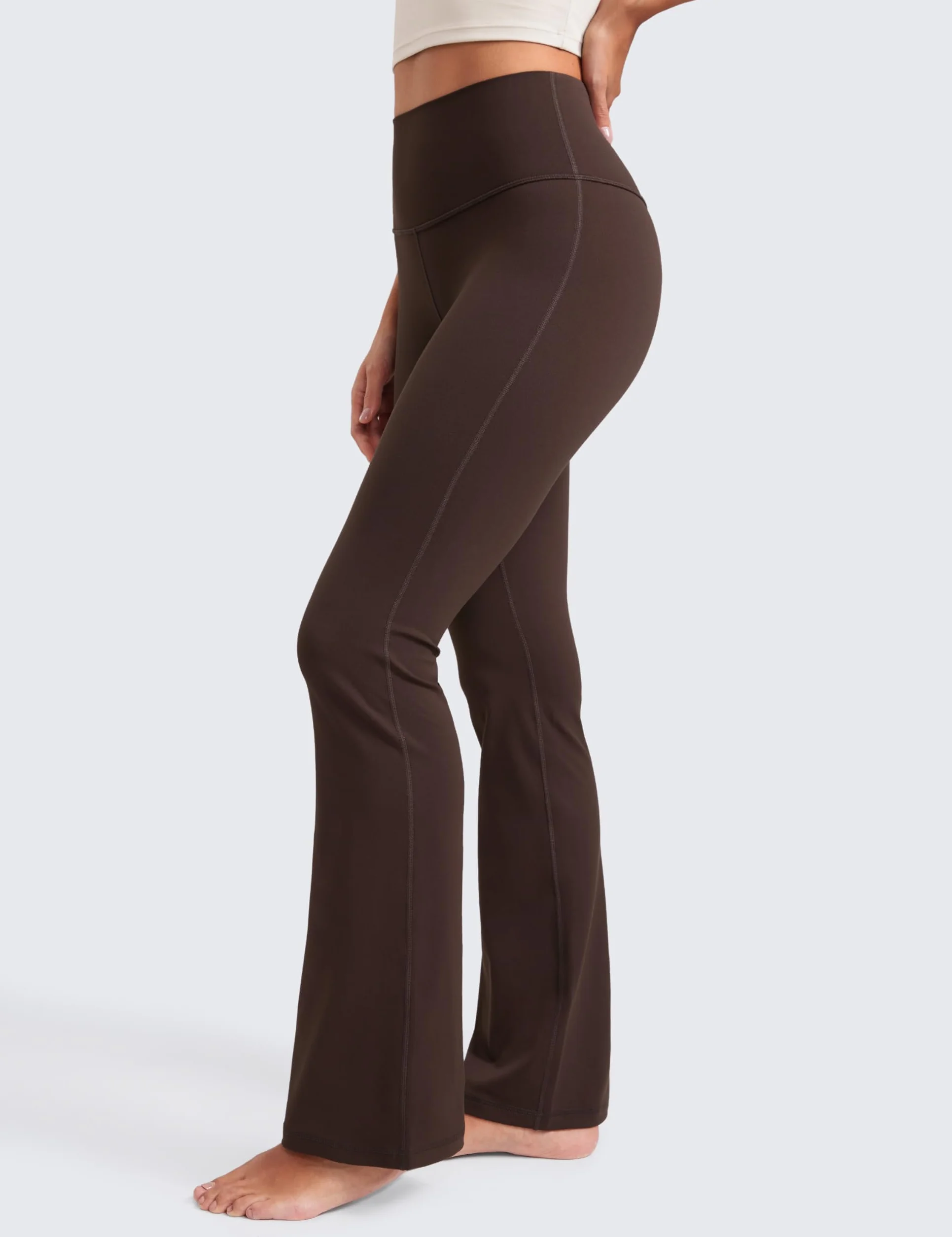 CRZ YOGA Damskie spodnie Butterluxe z wysokim stanem i rozszerzanymi nogawkami do jogi Bootcut z szeroką nogawką i kieszenią Lounge - 81cm
