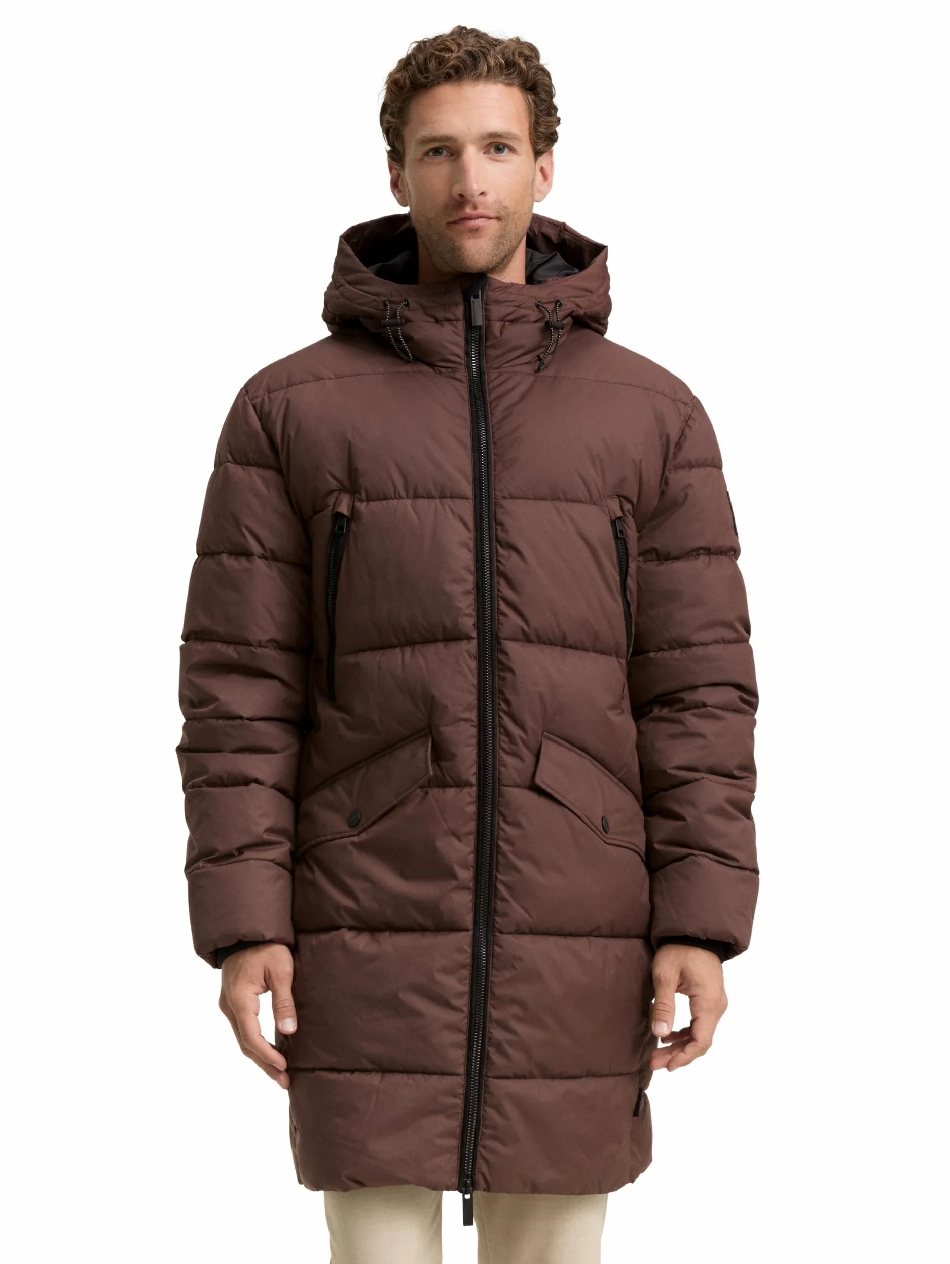 TOM TAILOR Męska parka z kapturem 1047209, 38833 - Bag Brown, M