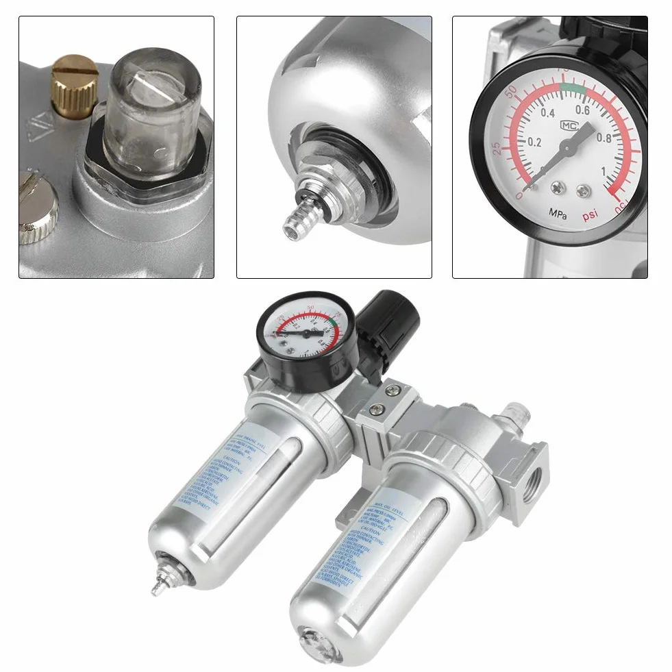 Regulator filtra powietrza, 1/2"separator oleju Filtr sprężarki do sprężarek i narzędzi pneumatycznych
