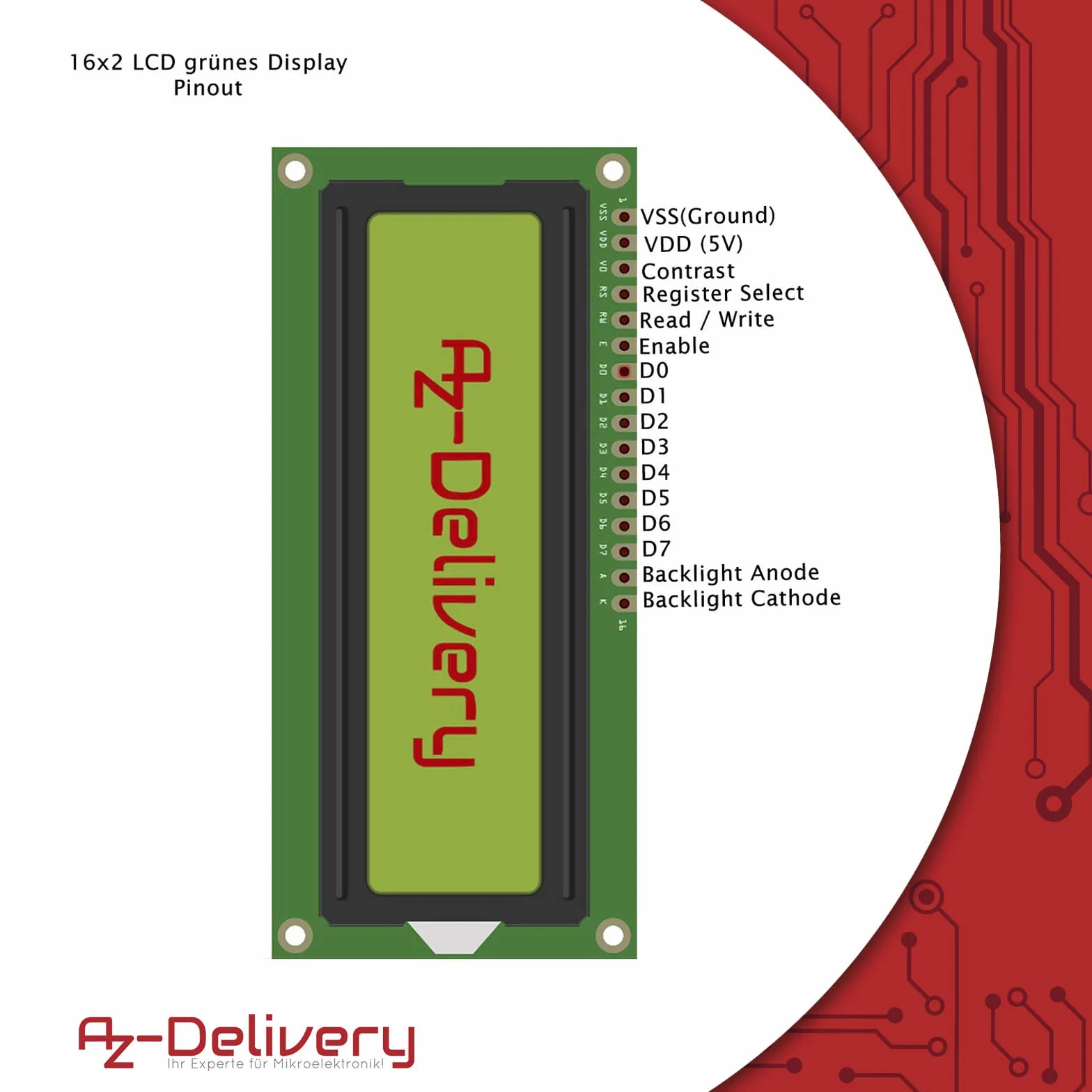 AZDelivery 5 x HD44780 1602 LCD Module Display 2x16 znaków z zielonym tle i czarne kompatybilny z Arduino i Raspberry Pi znaki tym e-Book!