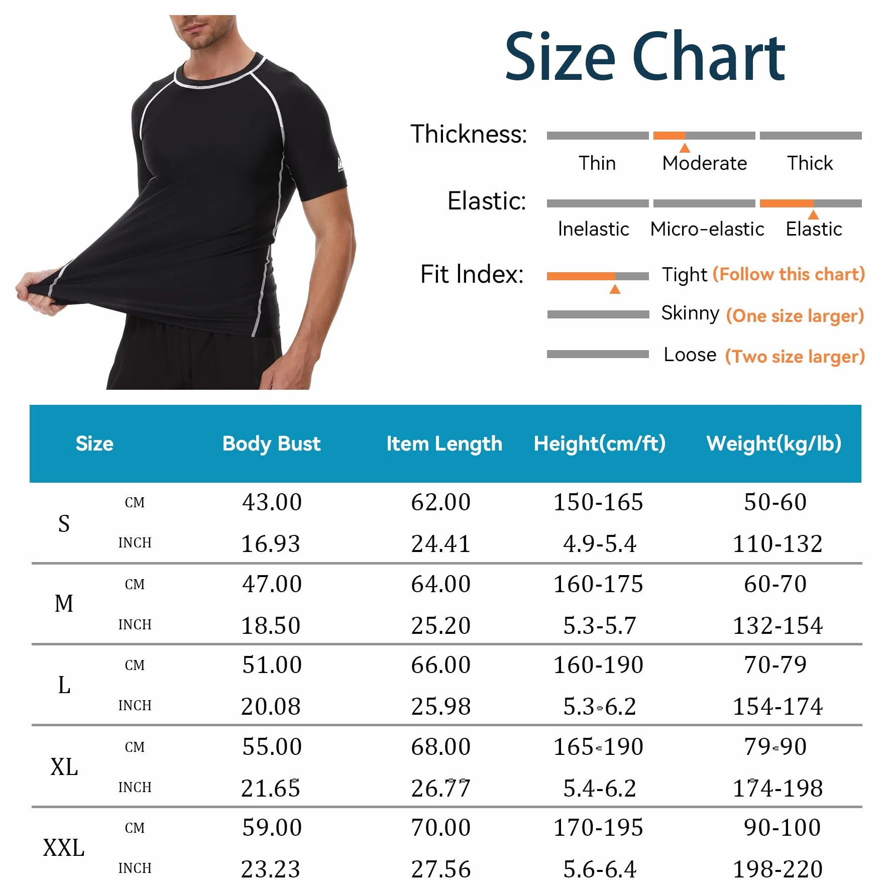 AMZSPORT Męska koszulka Rash Guard, ochrona UV UPF 50+, koszulka z krótkim rękawem, szybkoschnąca kamizelka chroniąca przed słońcem do pływania, surfowania, wędkowania, biegania