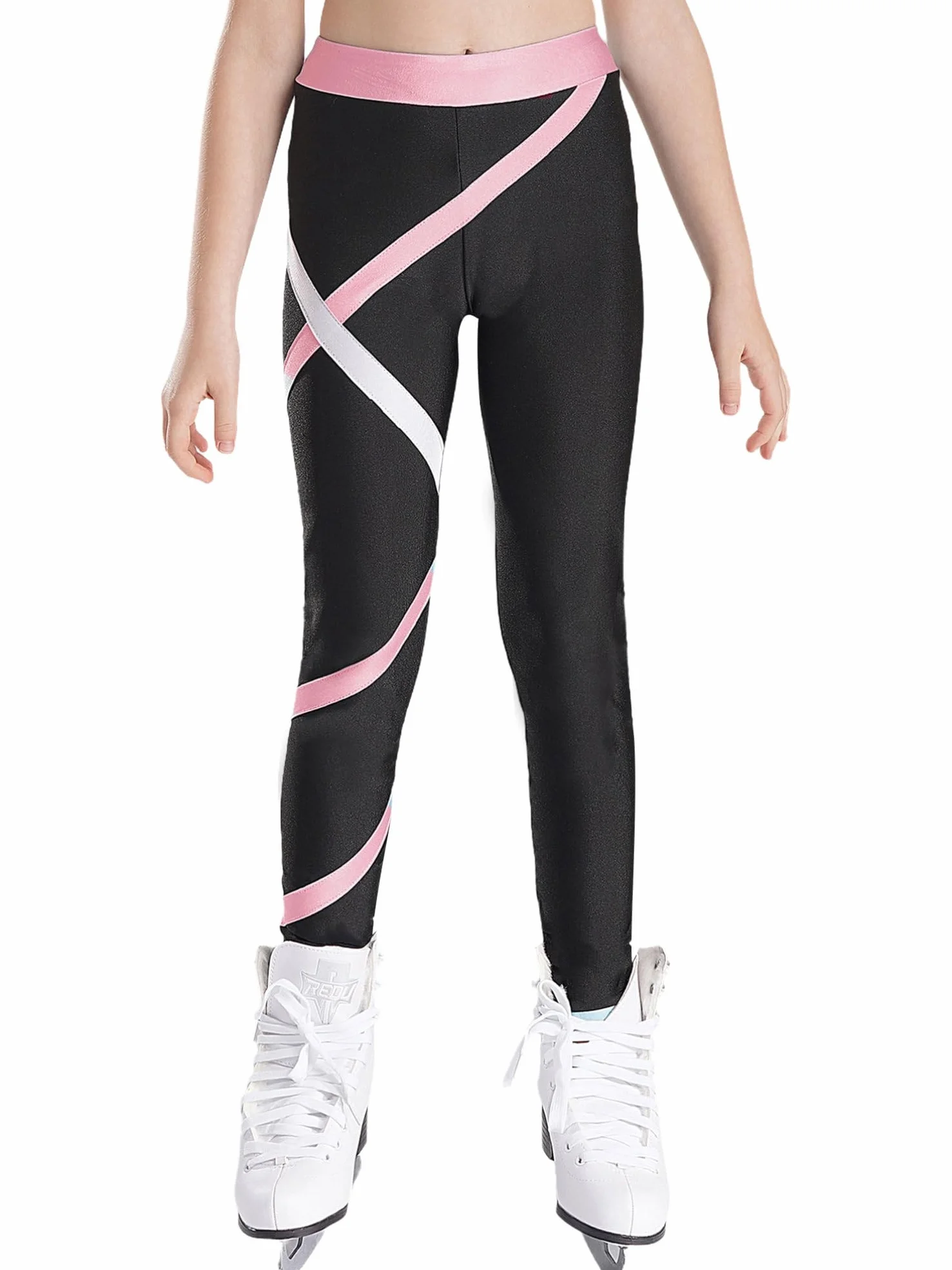 inhzoy Dziewczęcy strój do łyżwiarstwa figurowego zestaw odzieży sportowej z długim rękawem kurtka legginsy i Cropped Tank Top 3-częściowy dziecięcy strój do tańca
