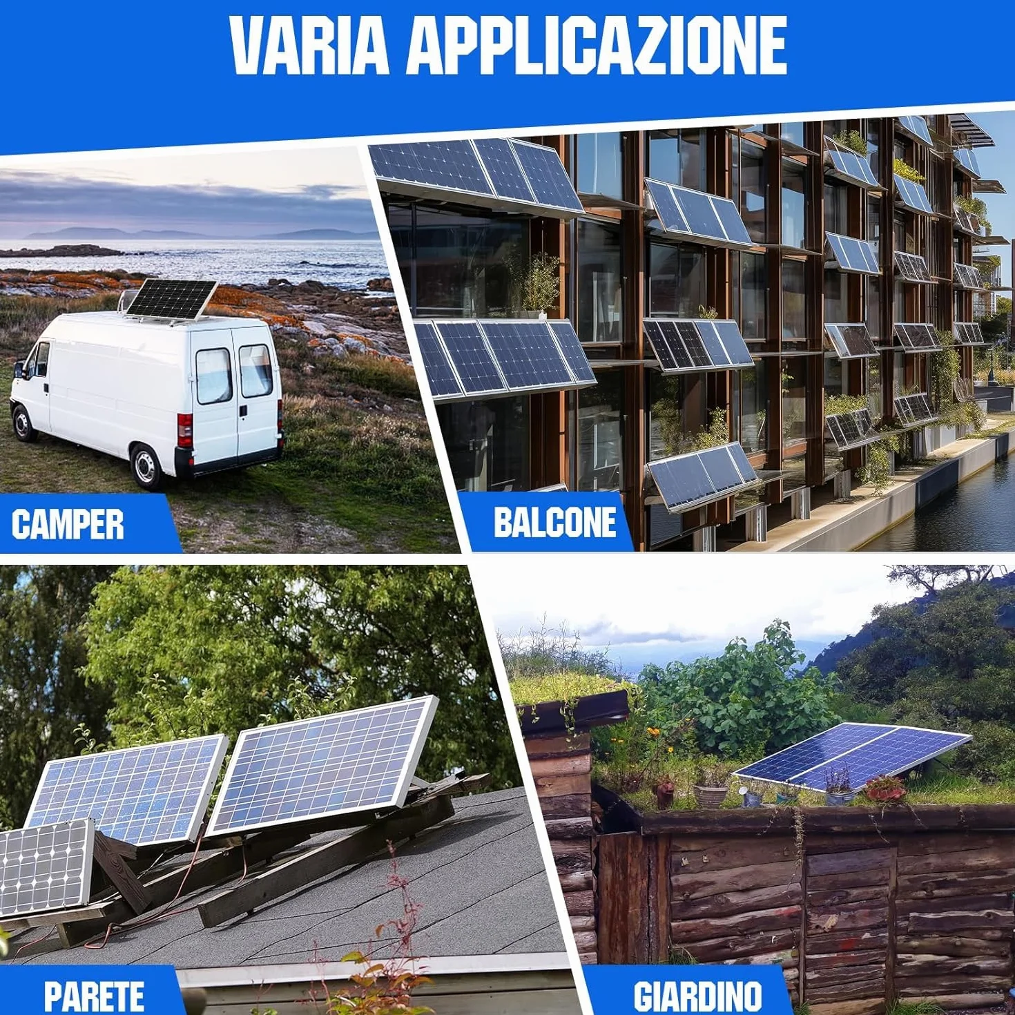ECO-WORTHY 4 pary uchwytów na panel słoneczny, 1140 mm, uchwyt na moduł solarny, mocowanie balkonowe do panelu słonecznego, regulowany uchwyt 0-90°, do płaskiego dachu, ogrodu