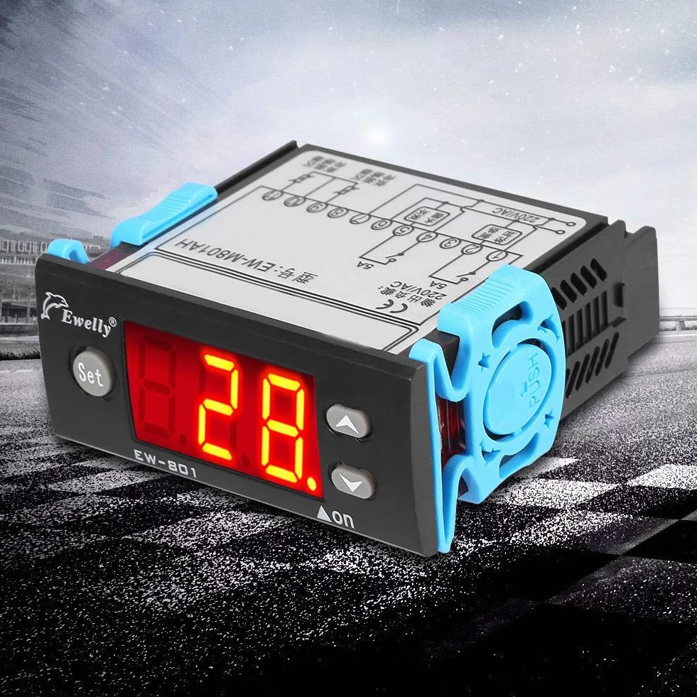 Cyfrowy regulator temperatury, 220 V EW-801AH Automatyczna regulacja temperatury z 2-kanałowym czujnikiem do słonecznego podgrzewacza wody