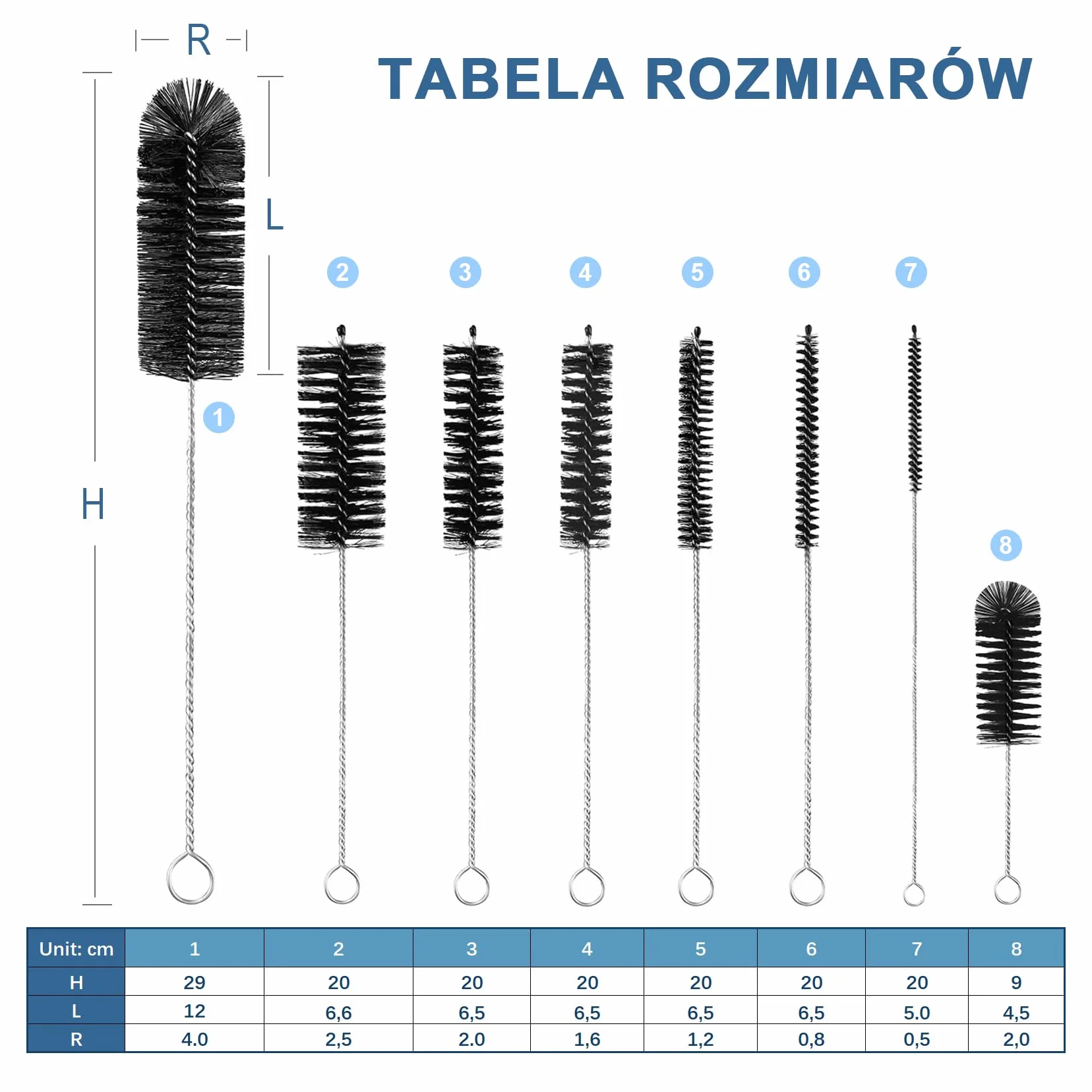 Szczotka Do Butelki, Zestaw 8 Nylonowych Szczotek Do Czyszczenia Słomek I Rurek Do Butelek O Wąskiej Szyjce, Butelek Dziecięcych, Słoików I Dzióbków Czajników (Czarny)