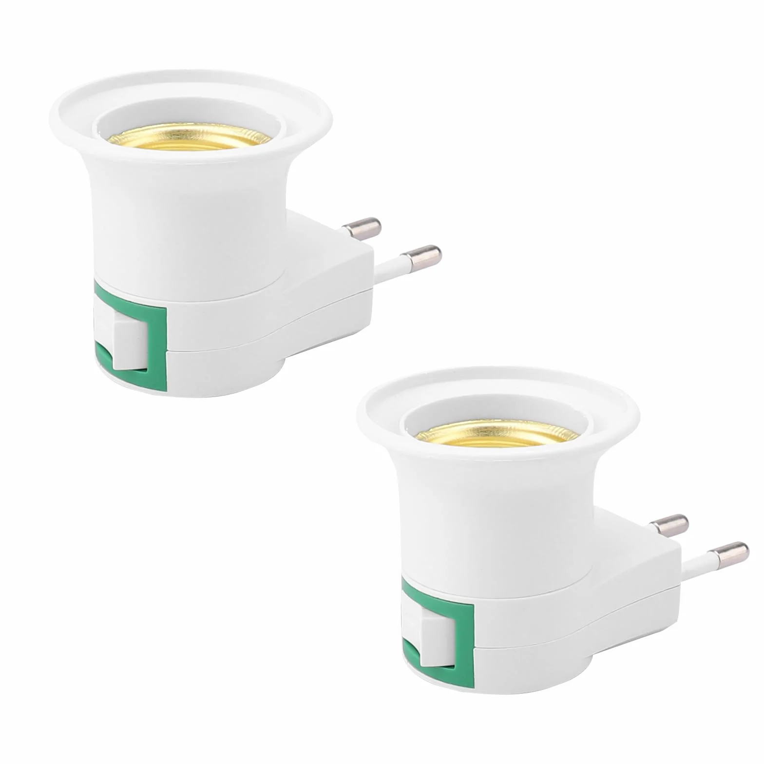 Powice 2 sztuki oprawek E27 z wtyczką, oprawka lampy z przełącznikiem, gwint E27, gniazdo lampy z wtyczką do żarówki, lampy ściennej, adapter cokołu, mały adapter do lampy kuchennej, 2 sztuki