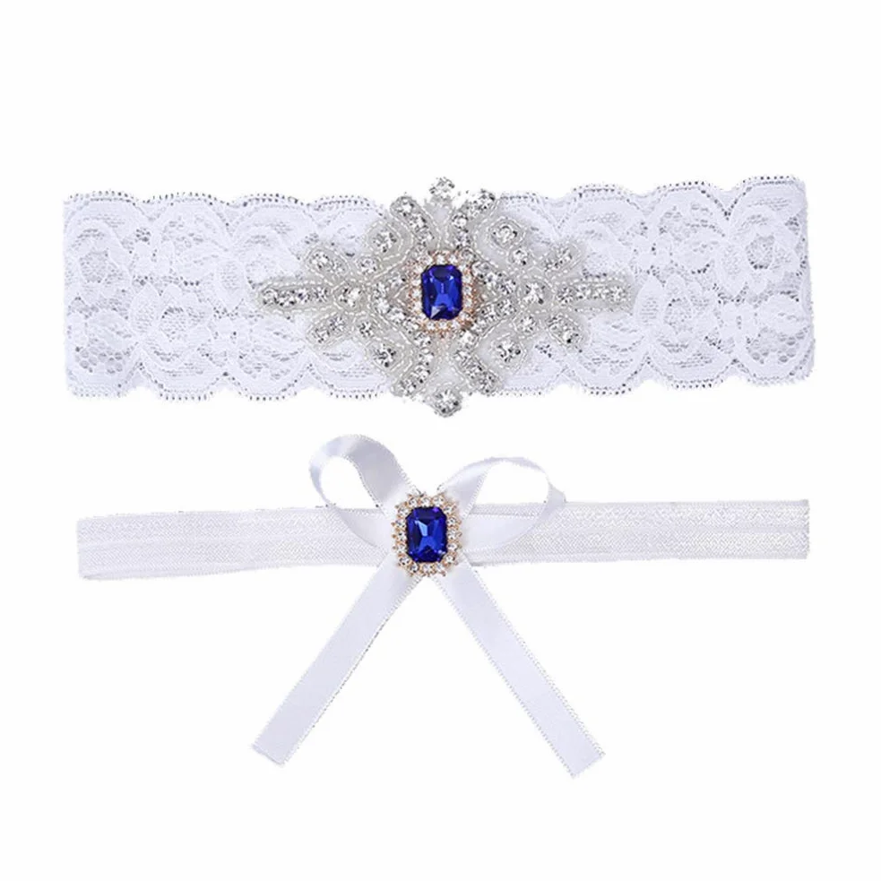 Pas damski panna młoda podwiązka koronkowa Rhinestone pas do pończoch akcesoria ślubne dekoracja 1 zestaw