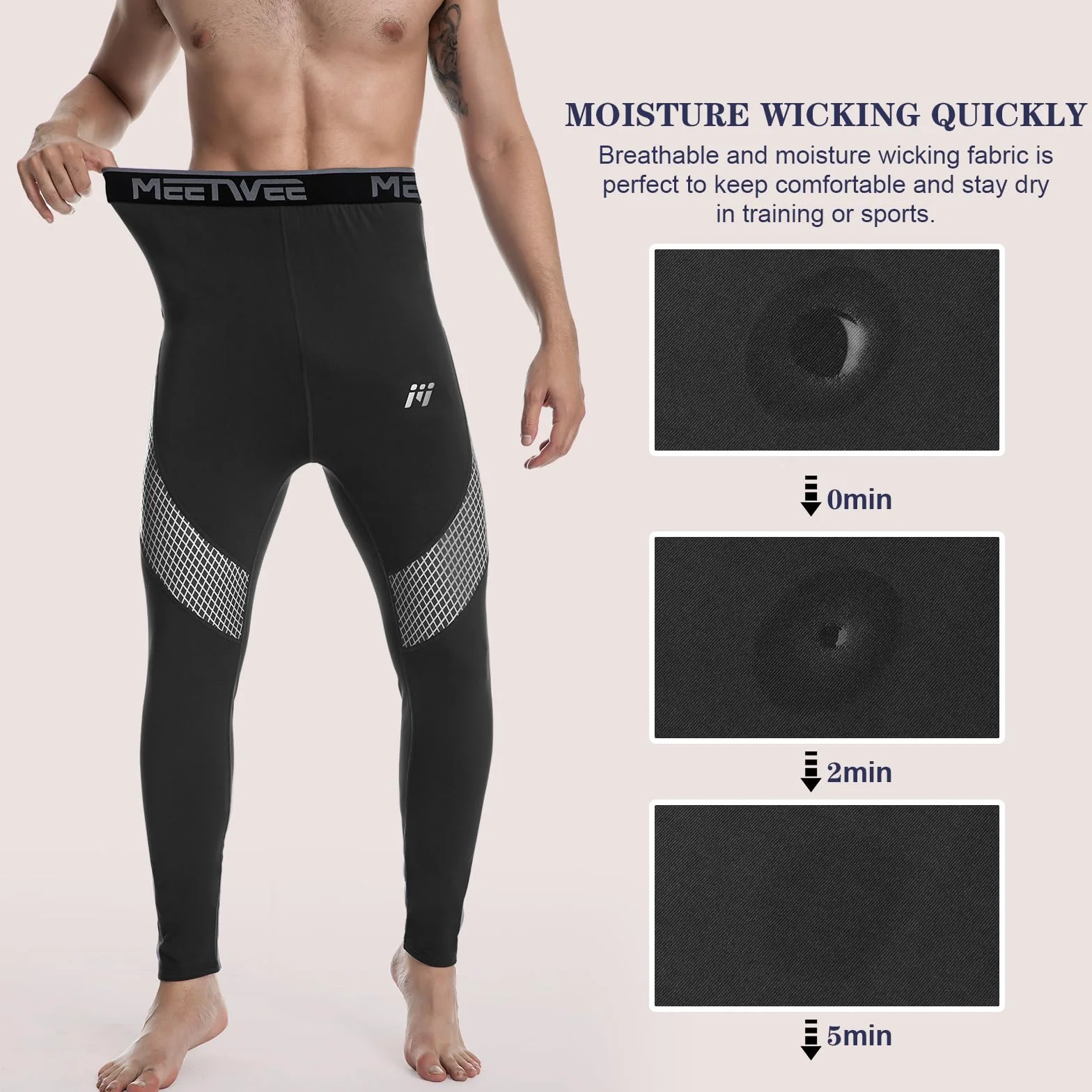 MEETWEE spodnie kompresyjne męskie sportowe legginsy - Legginsy Mężczyźni