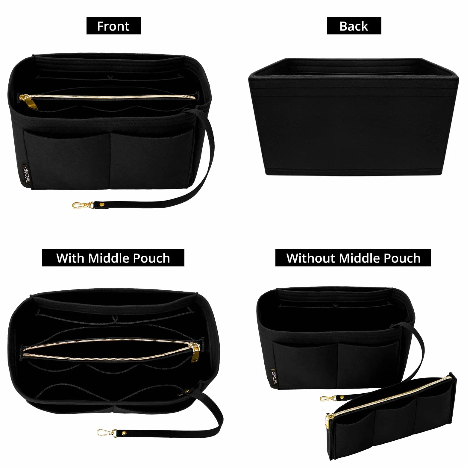 OPPOSHE Organizer do torebki, zmiękczony filcowy organizer do torby, organizer do torebki, kompatybilny z LV, Coach, MK, Kate Spade, Goyard, Longchamp...