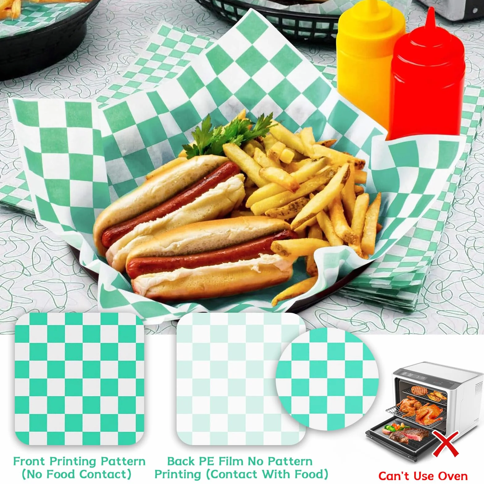 120 arkuszy tłustego papieru do pakowania żywności, 30 x 30 cm, jednorazowy papier odporny na tłuszcz, nieprzywierający, woskowany, do ciast, kanapek, burgerów