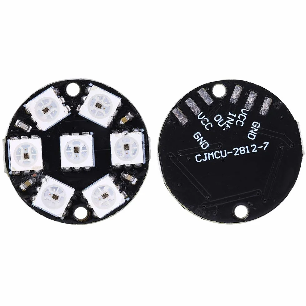 10 Sztuk Sterownik Led, Okrągłe Wbudowane światło Kolorowe WS2812 Ws2812b Płytka Rozwojowa Pierścienia 7bit Led RGB Cjmcu 7 Bit WS2812 5050 RGB