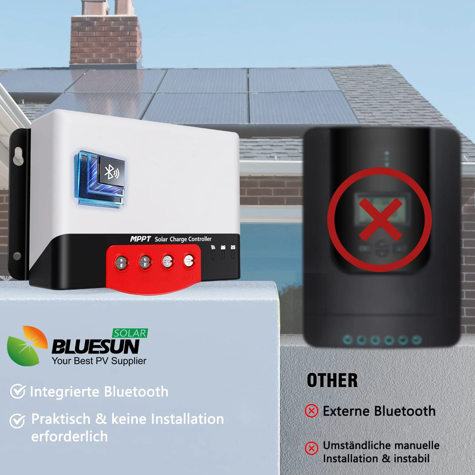 MPPT solarny regulator ładowania 30 A, wbudowany Bluetooth do mobilnej aplikacji, monitorowania i ustawiania, solarny regulator ładowania do AGM żelowy gęsto kwasowy, baterie litowe, do samochodów