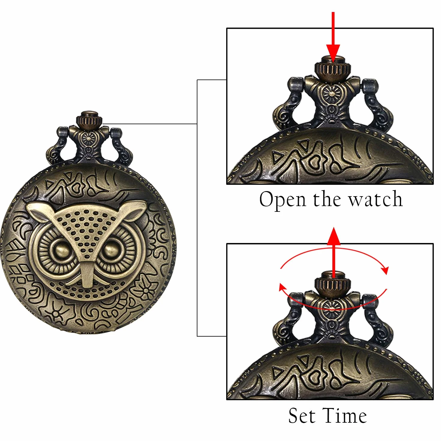 JewelryWe Klasyczny zegarek kwarcowy z łańcuszkiem brązowy dla mężczyzn i kobiet