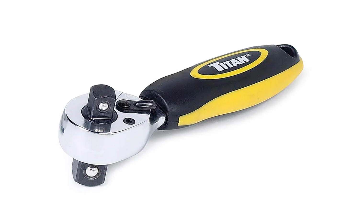 Titan 12051 Grzechotka dwugłowicowa, napęd 3/8″ i 1/2″, 14 cm, 72 zęby, podwójna głowica Stubby