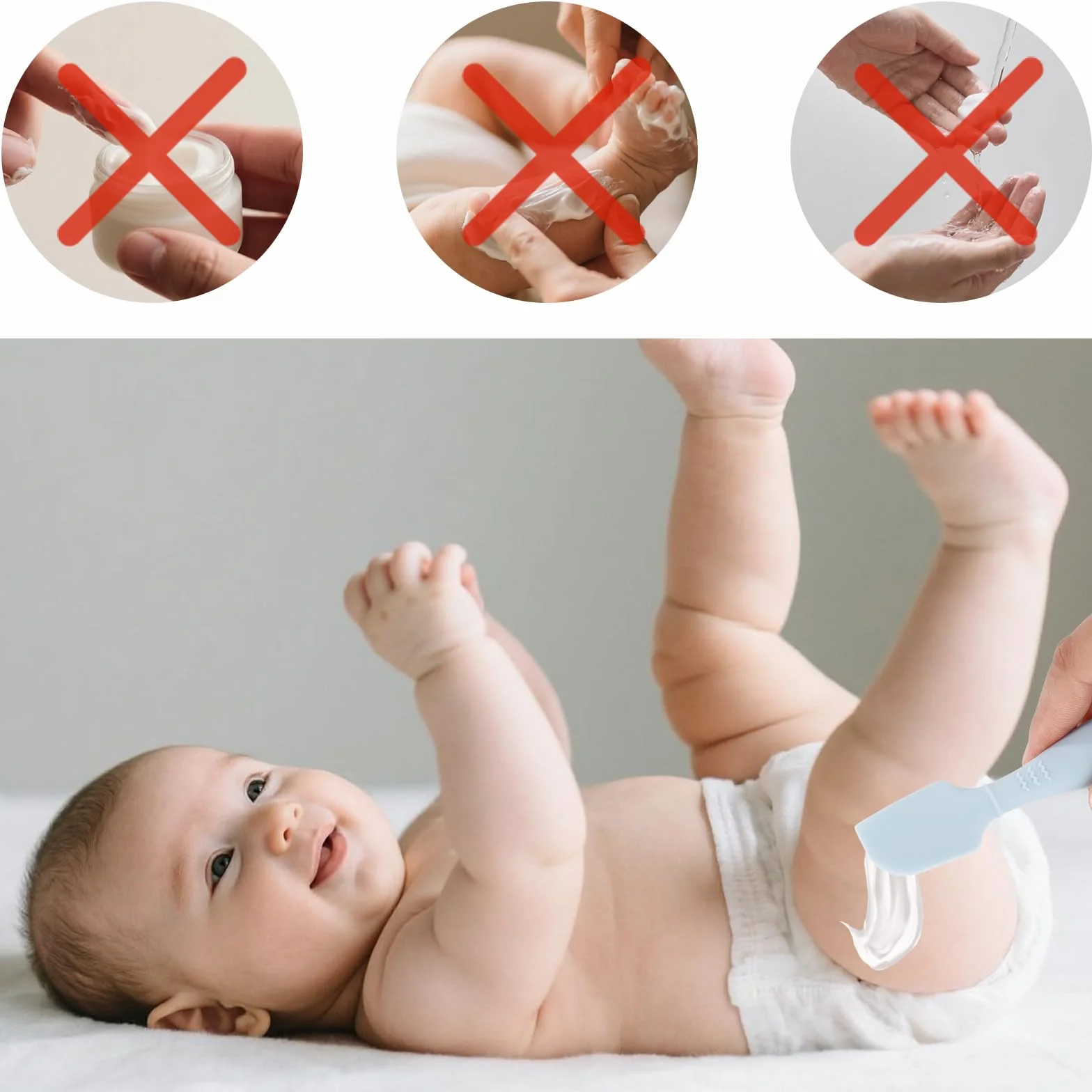 2szt Szpatułka do Kremu na Pieluchy dla Niemowląt z Etui, 2 Rozmiary Miękki Elastyczny Silikonowy Aplikator do Pasty na Odparzenia Szpatułka Kremu Odparzenia dla Niemowląt(Niebieski)