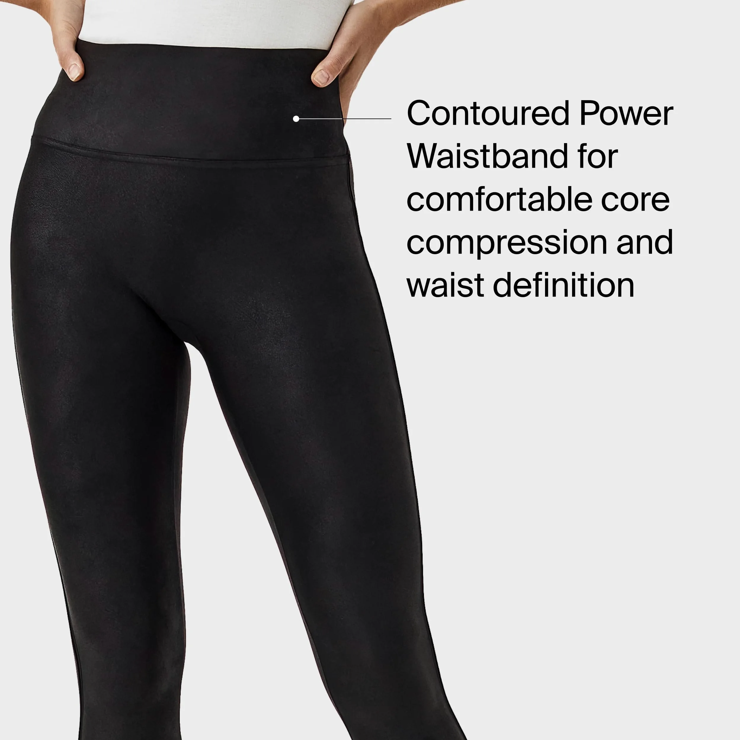 Spanx Fleece Lined Faux Leather Legging - Włóknina Kobiety