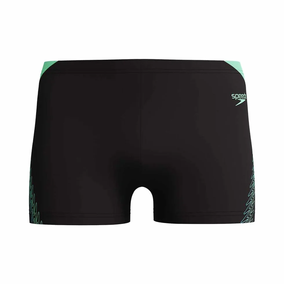 Speedo Męski Hyperboom Splice Aquashort, czarny/zielony lucerna, 40